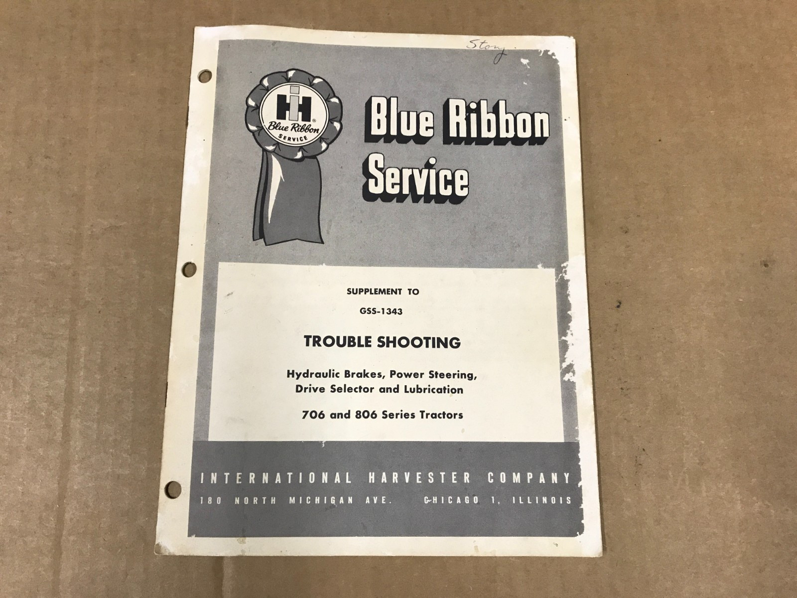 Vintage International Blue Ribbon Service Form Supplement To GSS-1343