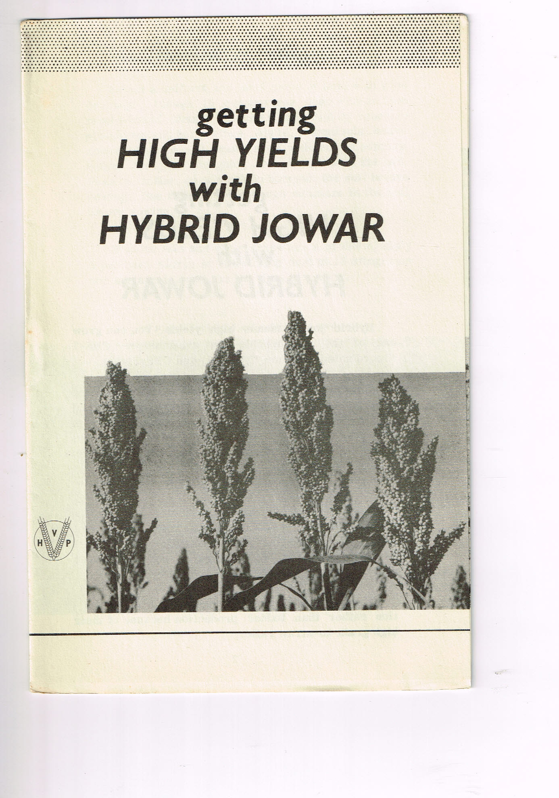 Vintage 1960s Farm Brochure India New Delhi High Yields with Hybrid Jowar