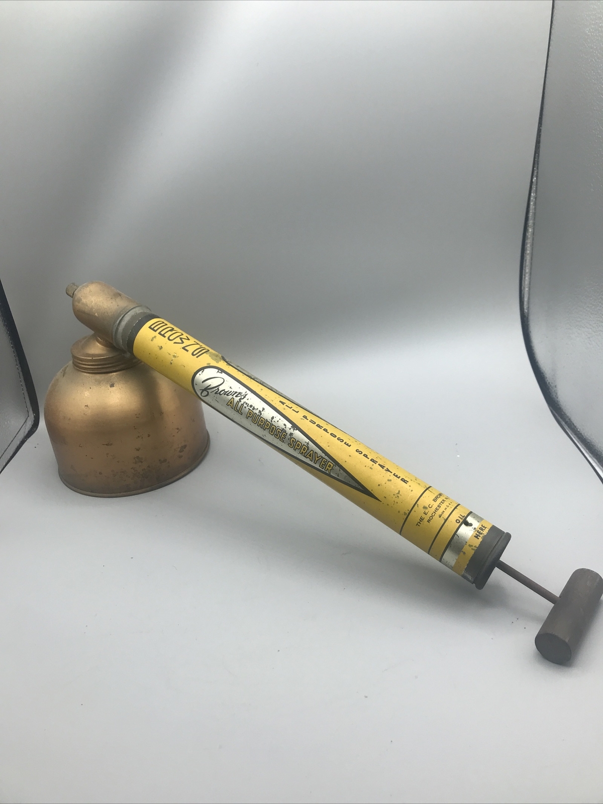 Antique Brown’s All Purpose Sprayer Copper Can Rare Excellent Working Condition