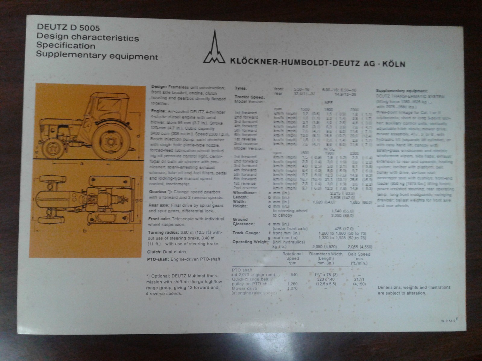Vintage Deutz D5005 Tractor Sales Brochure