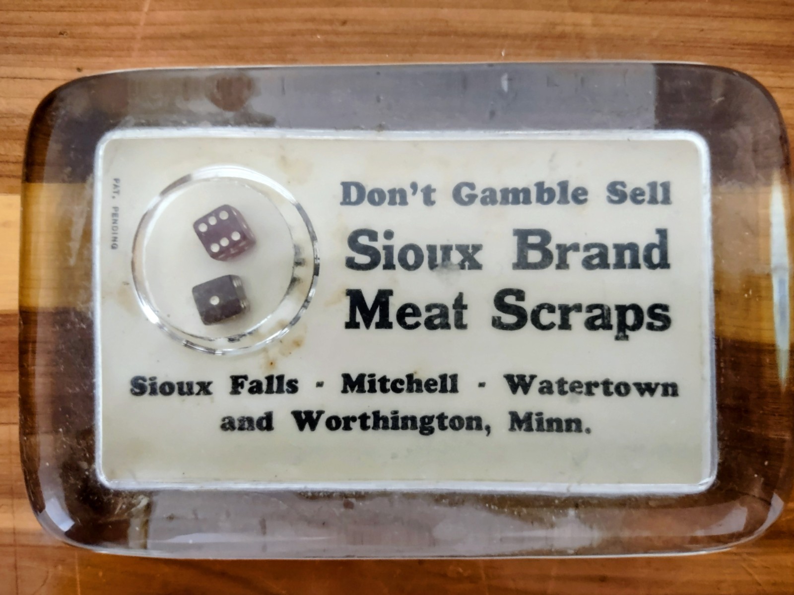 Sioux Brand Meat Scraps Sioux Falls Mitchell Watertown Worthington Paper Weight