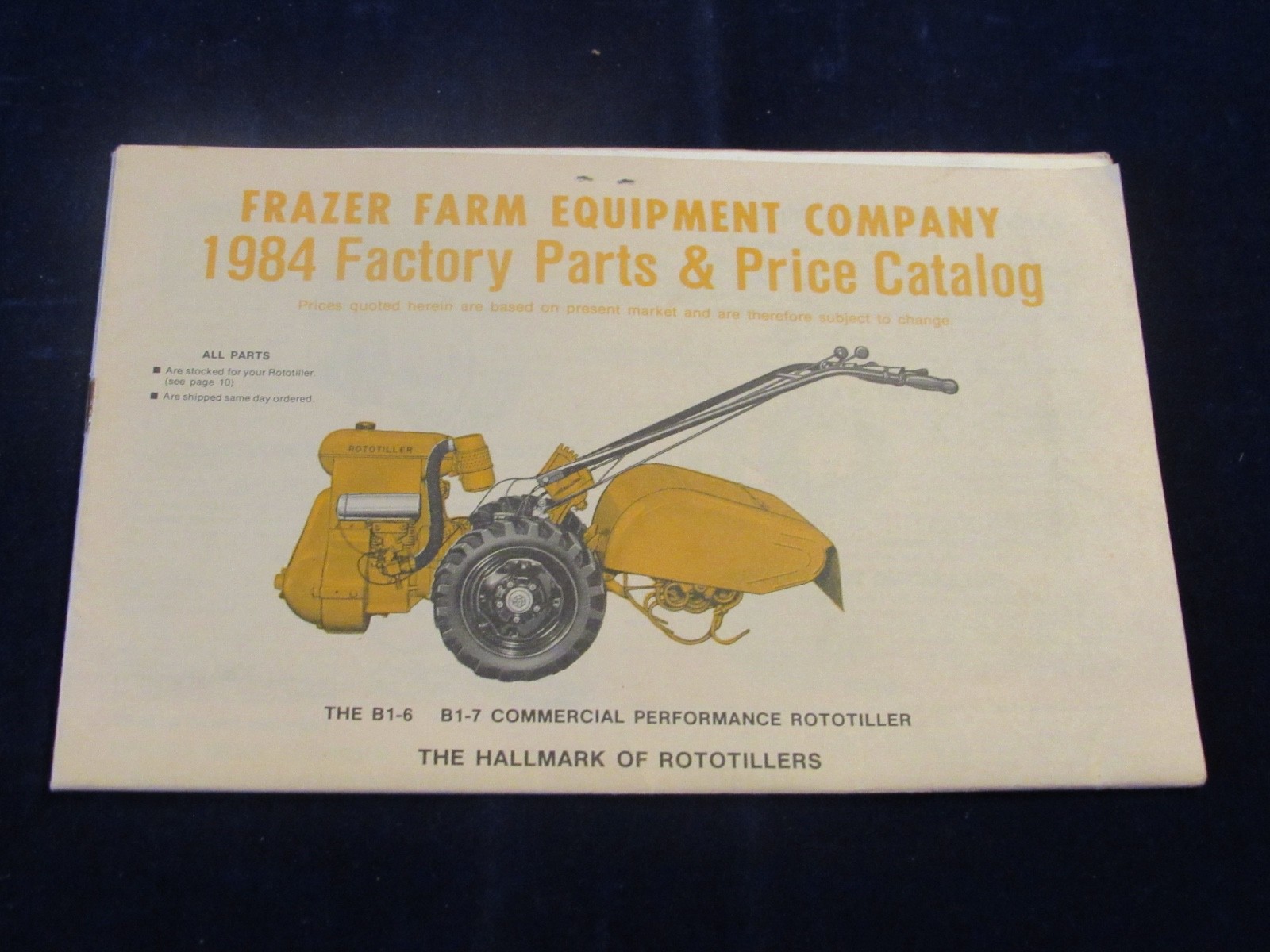 1984 Frazer Farm Equipment Co. Parts Catalog Price List -Rototillers 15pg C417