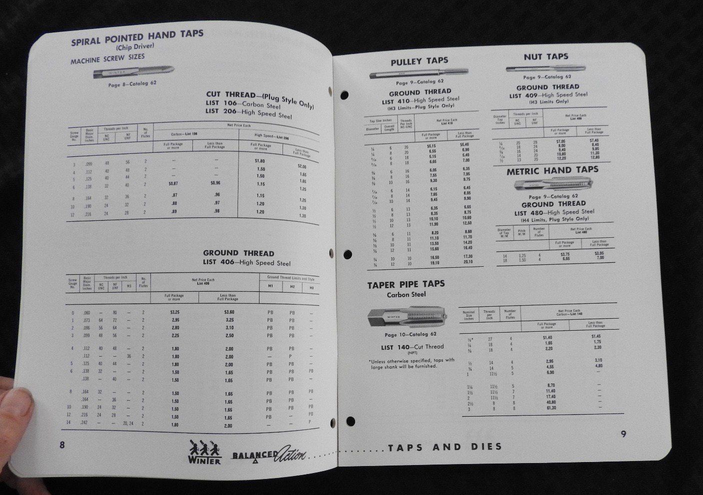 1959-62 Winter Brothers Co. Rochester MI Taps Dies Gages Machinist Sales Catalog