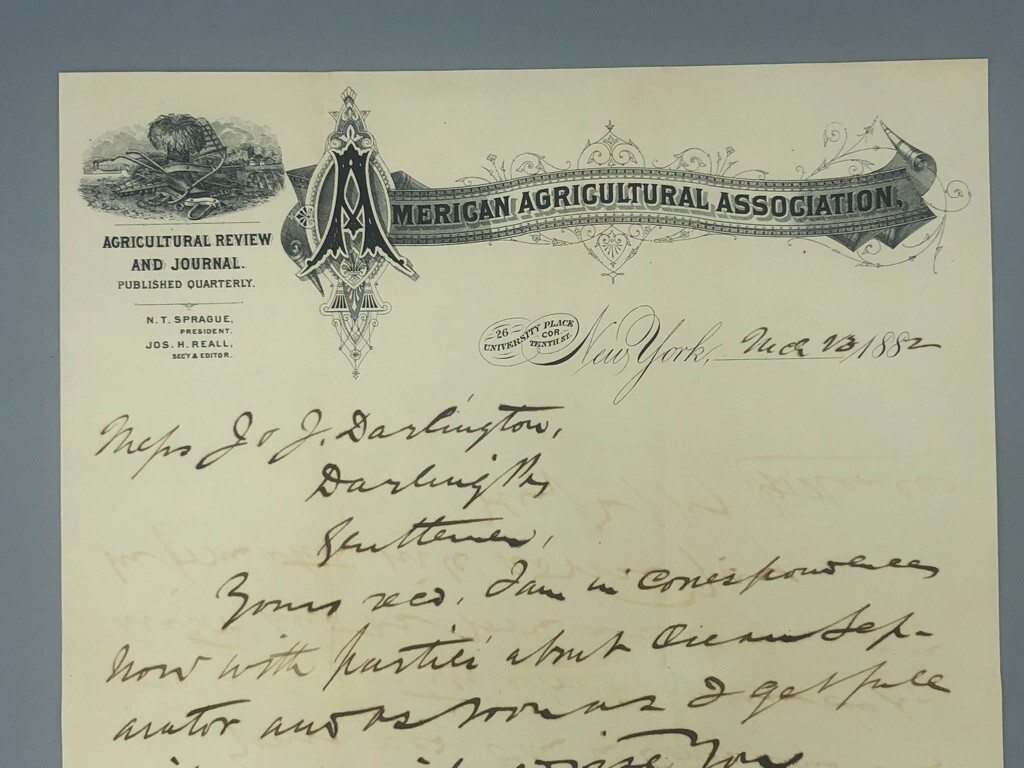 1882 AMERICAN AGRICULTURAL Assn Journal POSTAL COVER Antique FARM Advertising NY