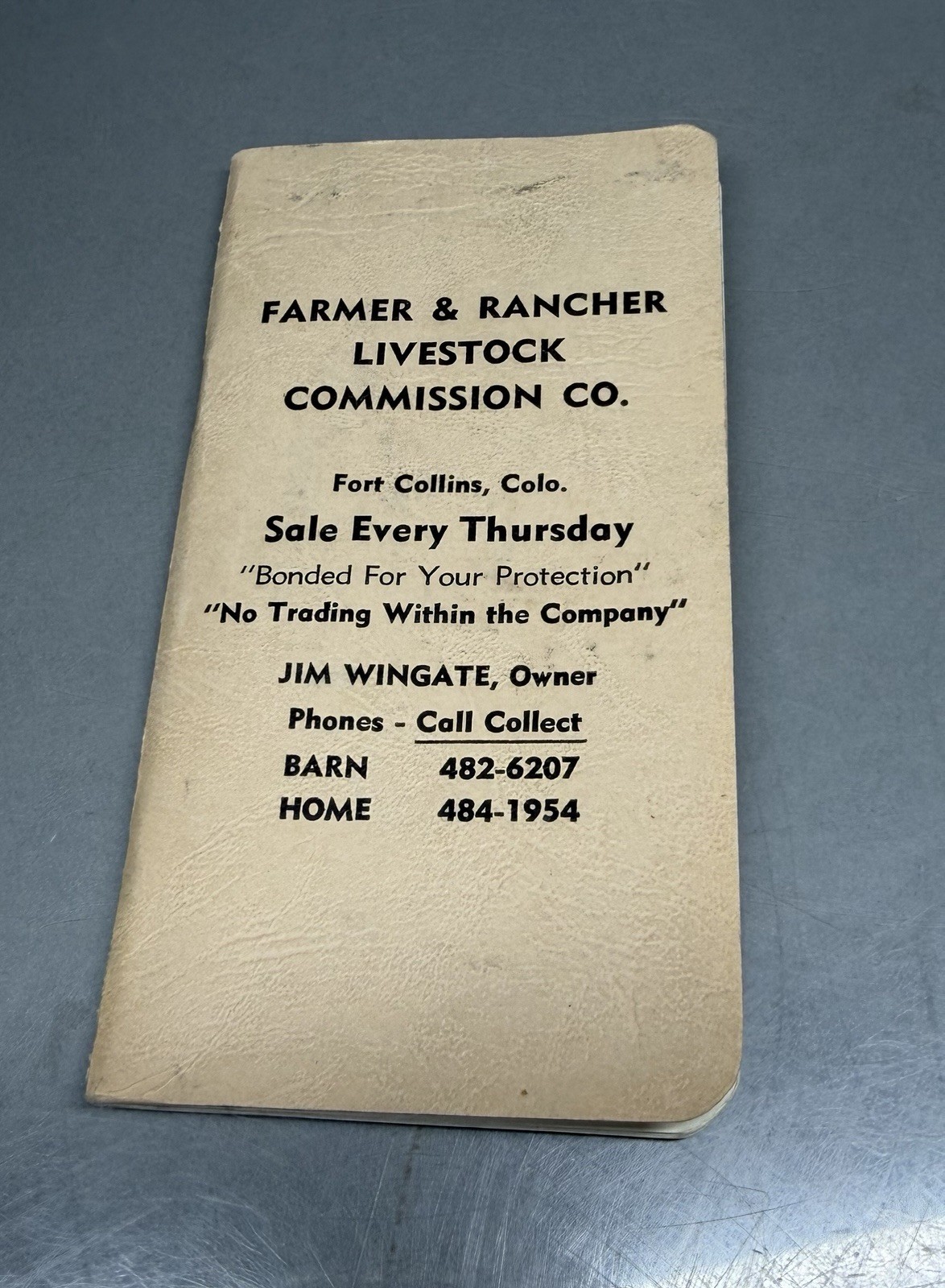 Vintage 1968 Advertising Farm Rancher Memo Book ~ Fort Collins Co ~ Livestock