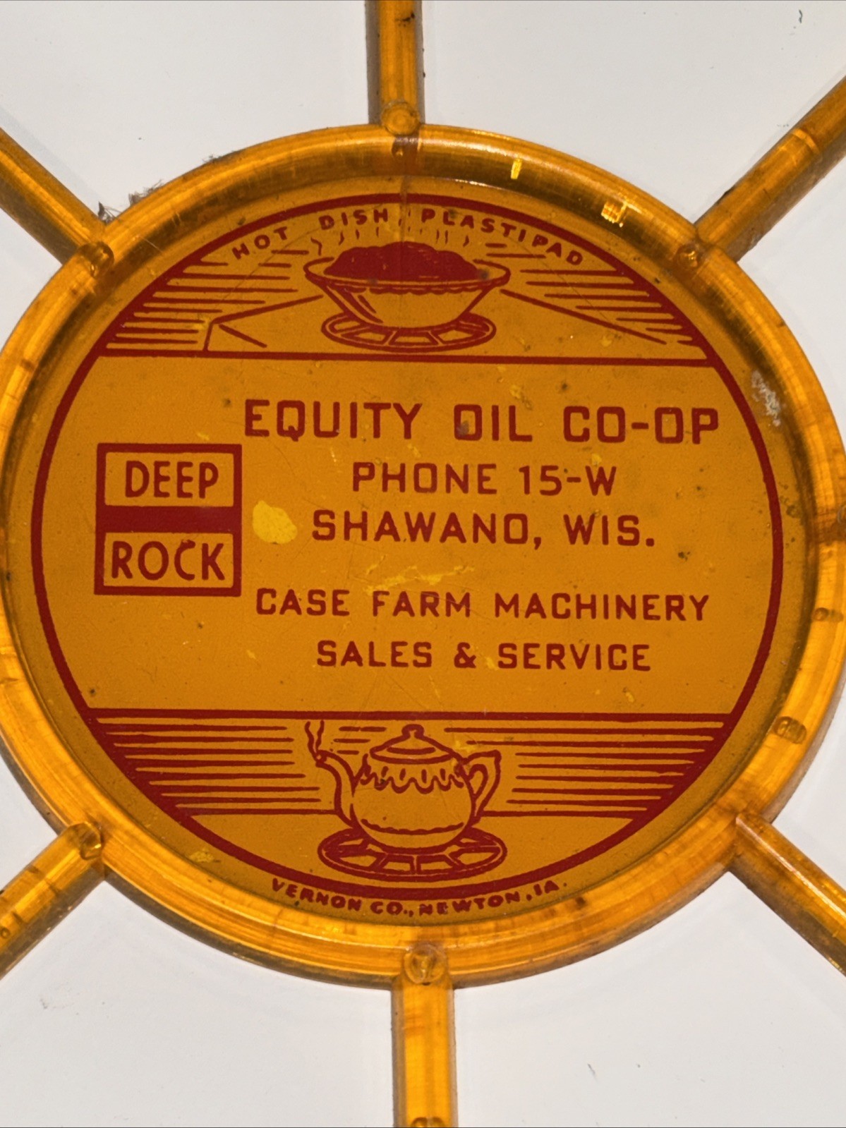 RARE Vintage Mid-Century Hot Dish Plastipad Equity Oil Shawno Wisconsin