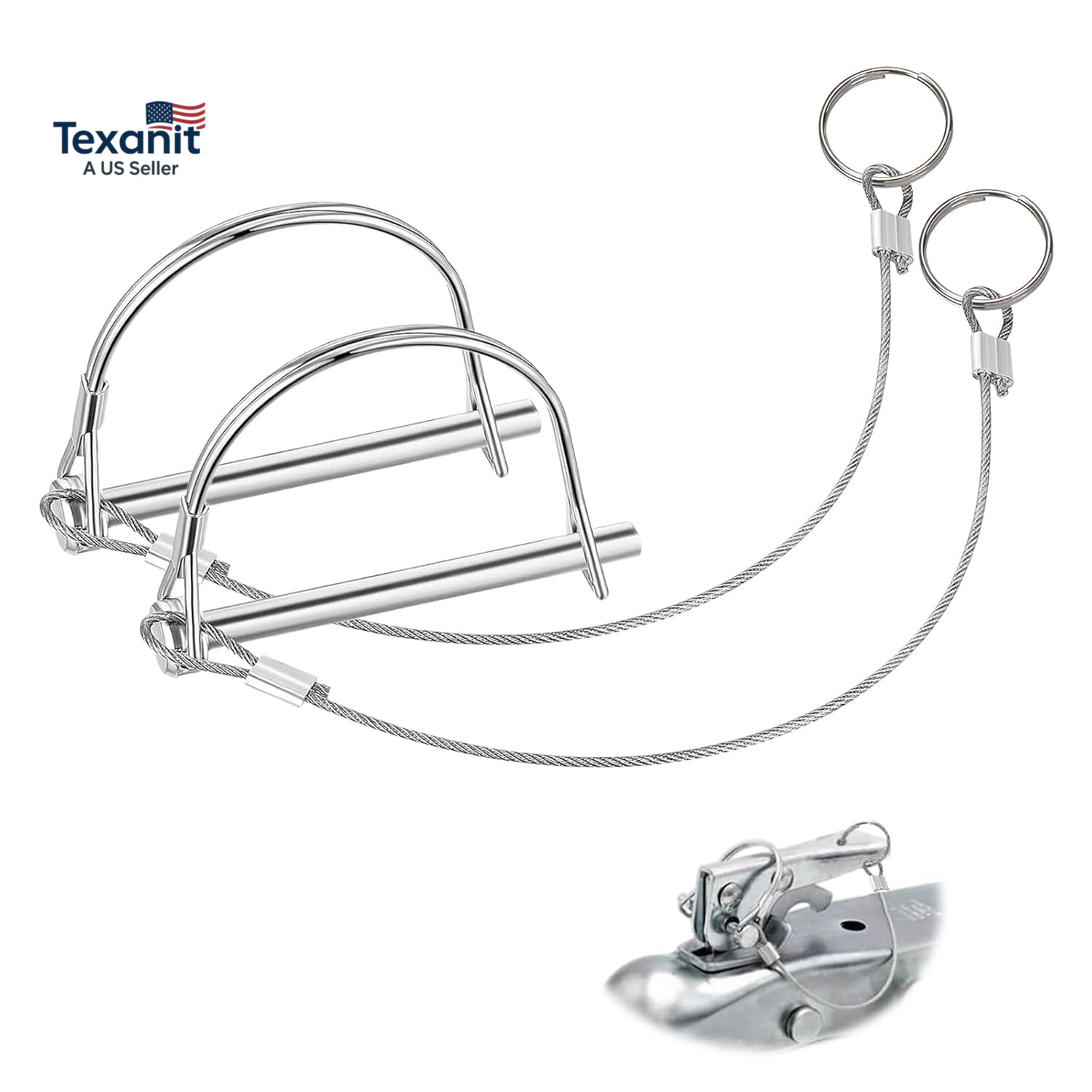 2Pack Locking Pins,Trailer Pin with Anti-Lost Rope Ring,Premium Trailer Hitch Pi