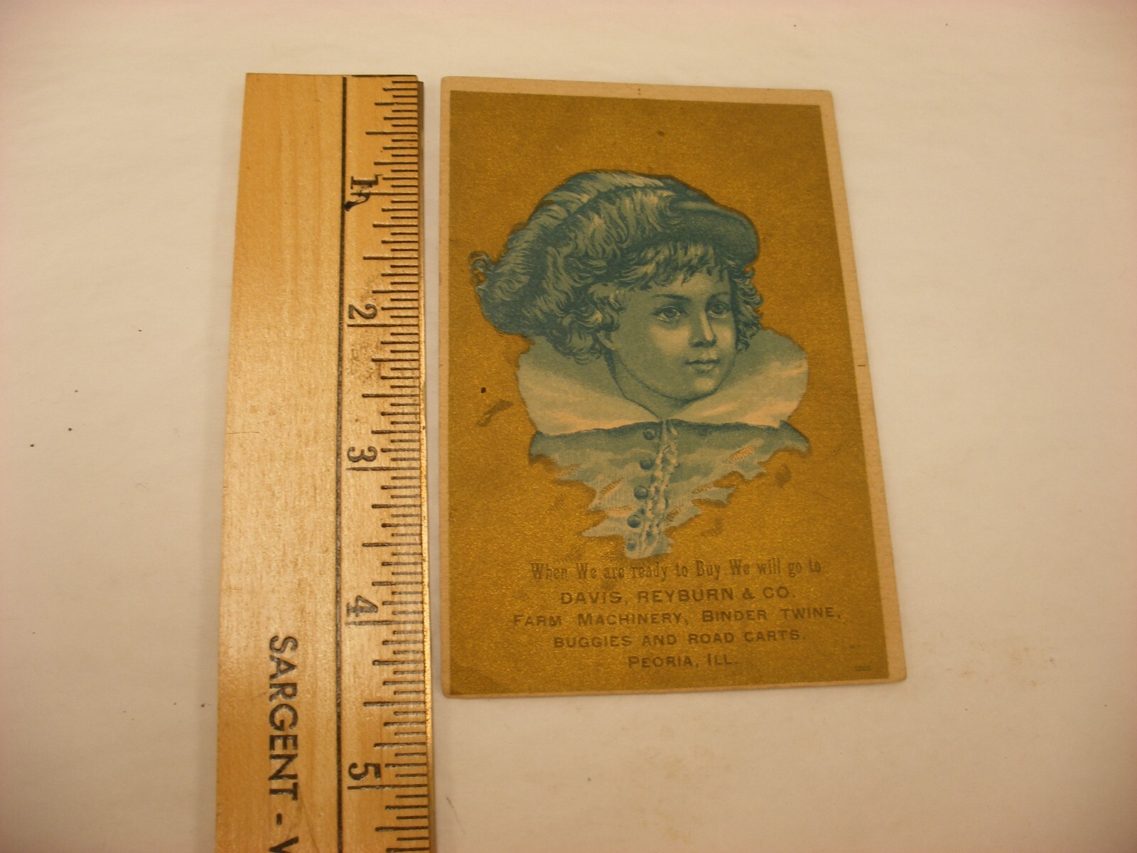Vtg Farming Equipment Trade Card – Davis Reyburn & Co. Farm Machinery Peoria IL