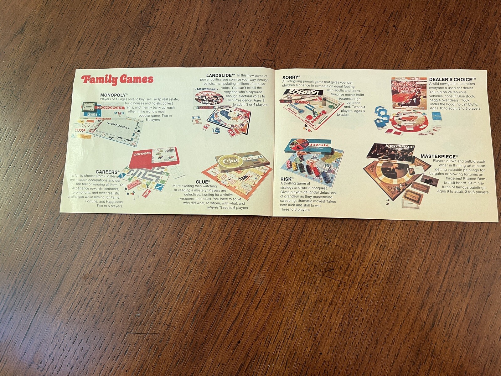 Vintage Parker Games brochure