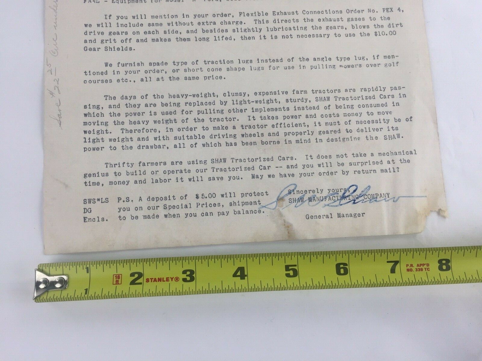 1933 Shaw Manufacturing Co Signed Advertising Brochure Converting Model T Ford