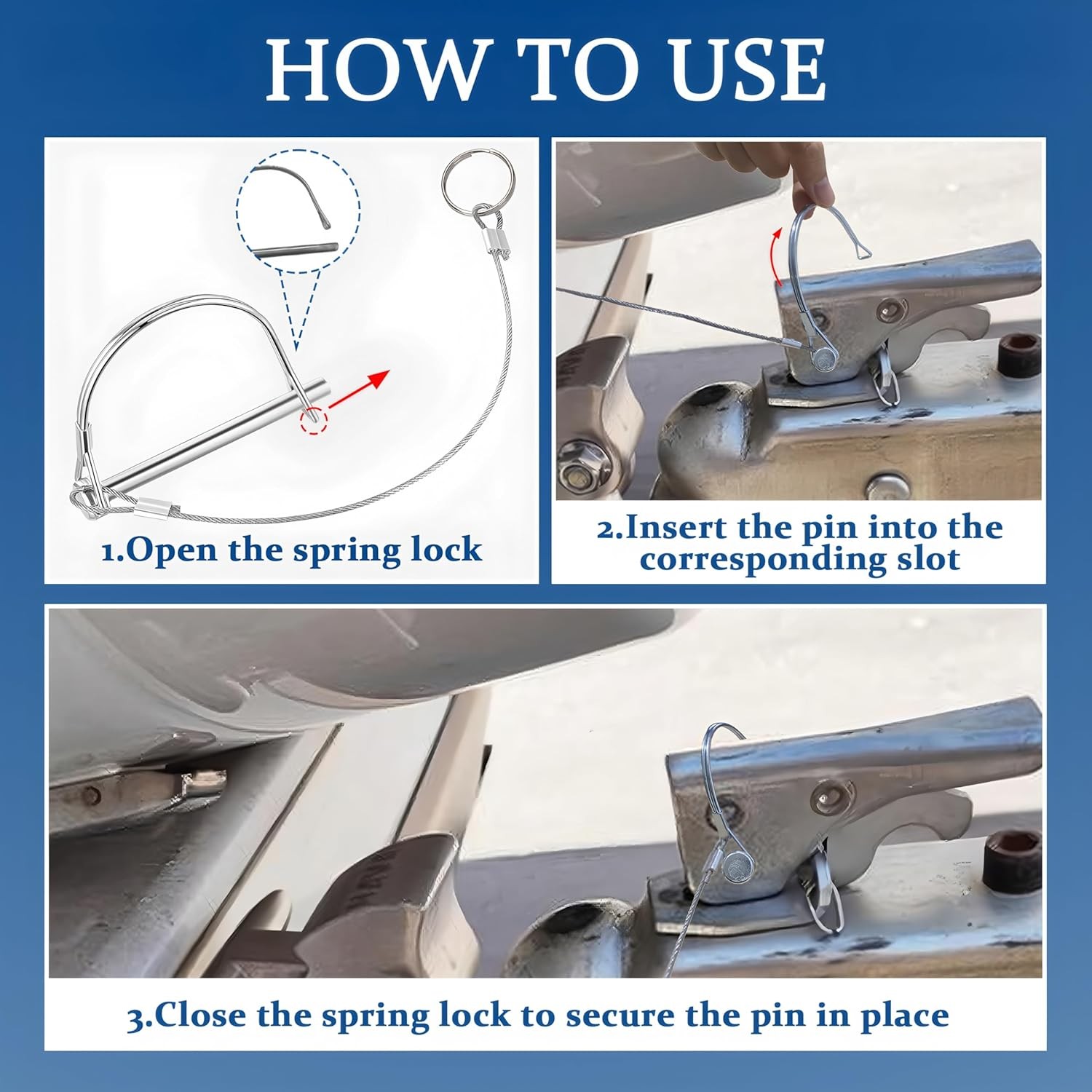 2Pack Locking Pins,Trailer Pin with Anti-Lost Rope Ring,Premium Trailer Hitch Pi