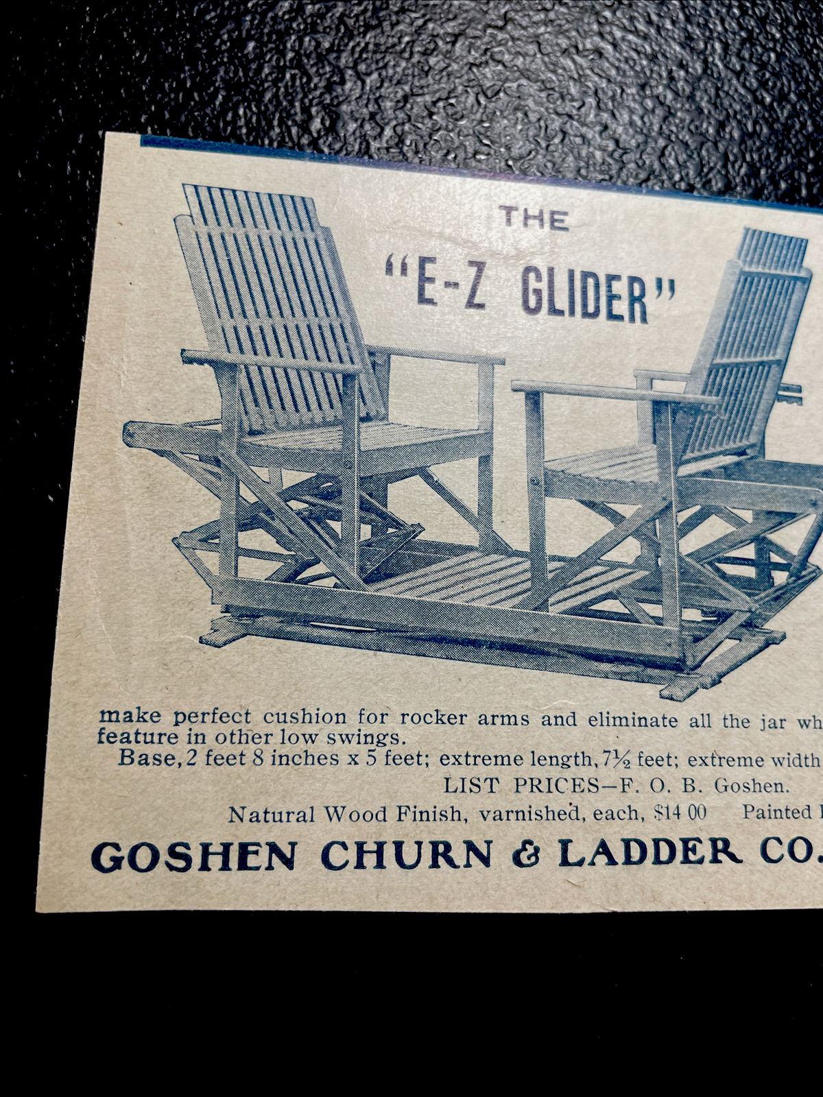 ORIGINAL 1907 E-Z Glider Goshen Churn & Ladder Co. Farm Advertising – Indiana