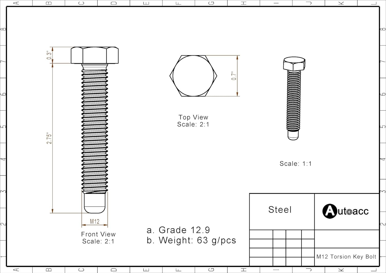M12 Torsion Key Bolts – High Tensile Grade 12.9 Compatible with Silverado & More