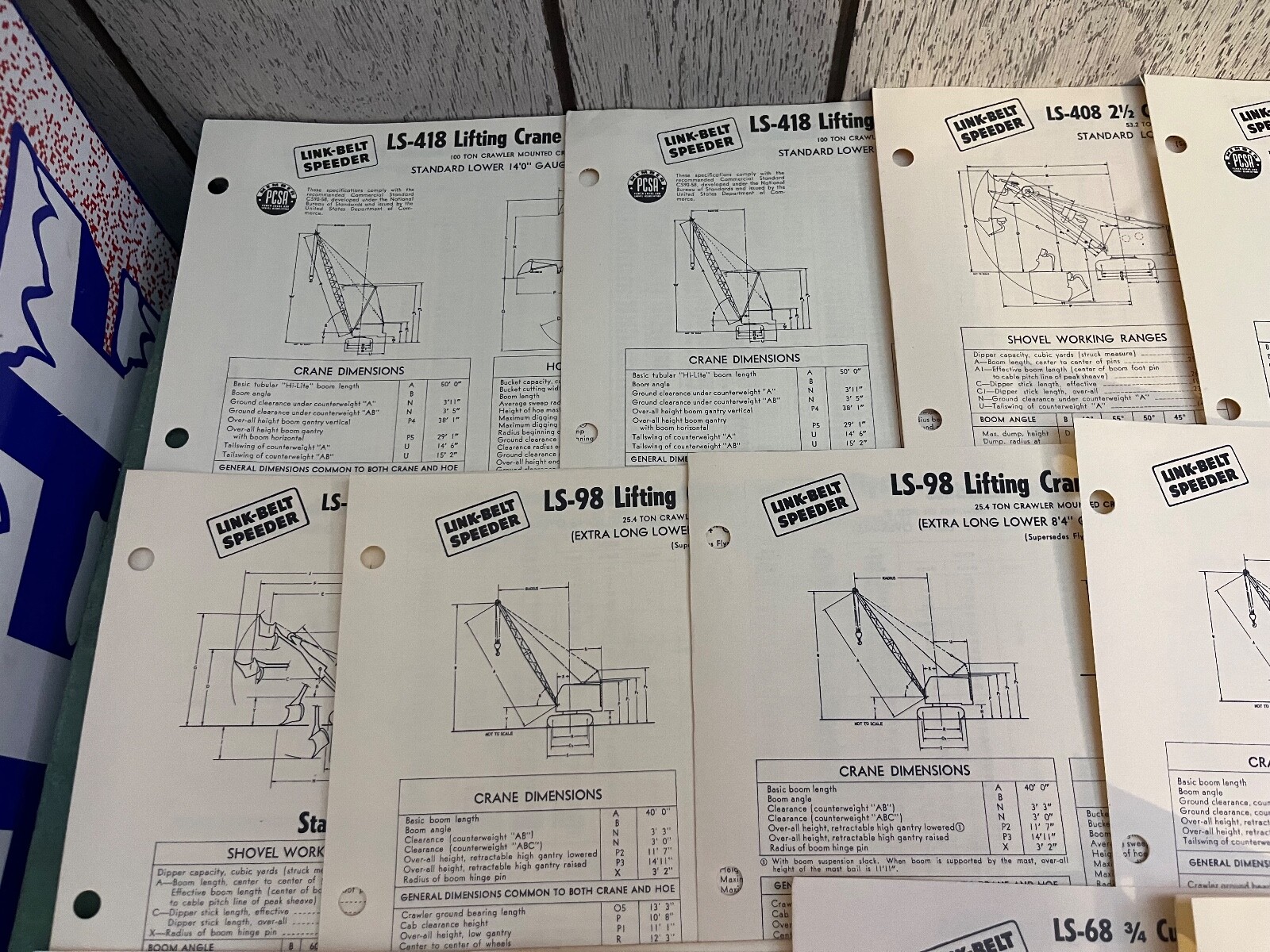 Link Belt Speeder Fly Sheet & Rating Sheets Lot 56 Pieces