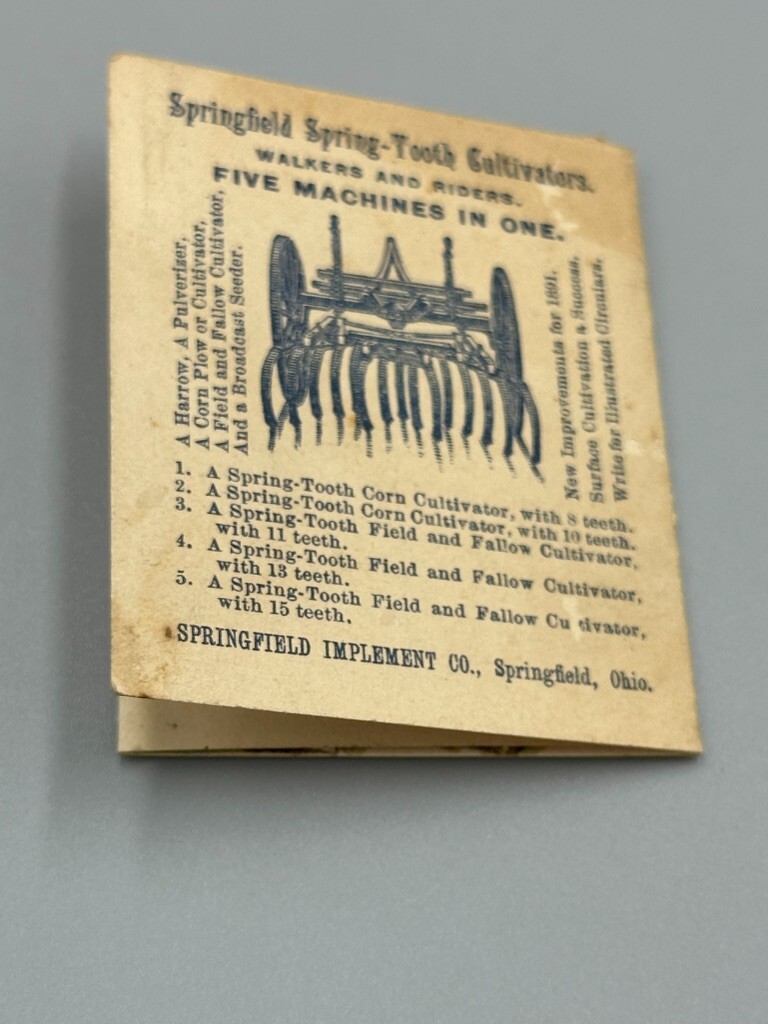 1890 SPRINGFIELD Ohio Implement FARM Advertising ECLIPSE Trade Card QUAKER CITY
