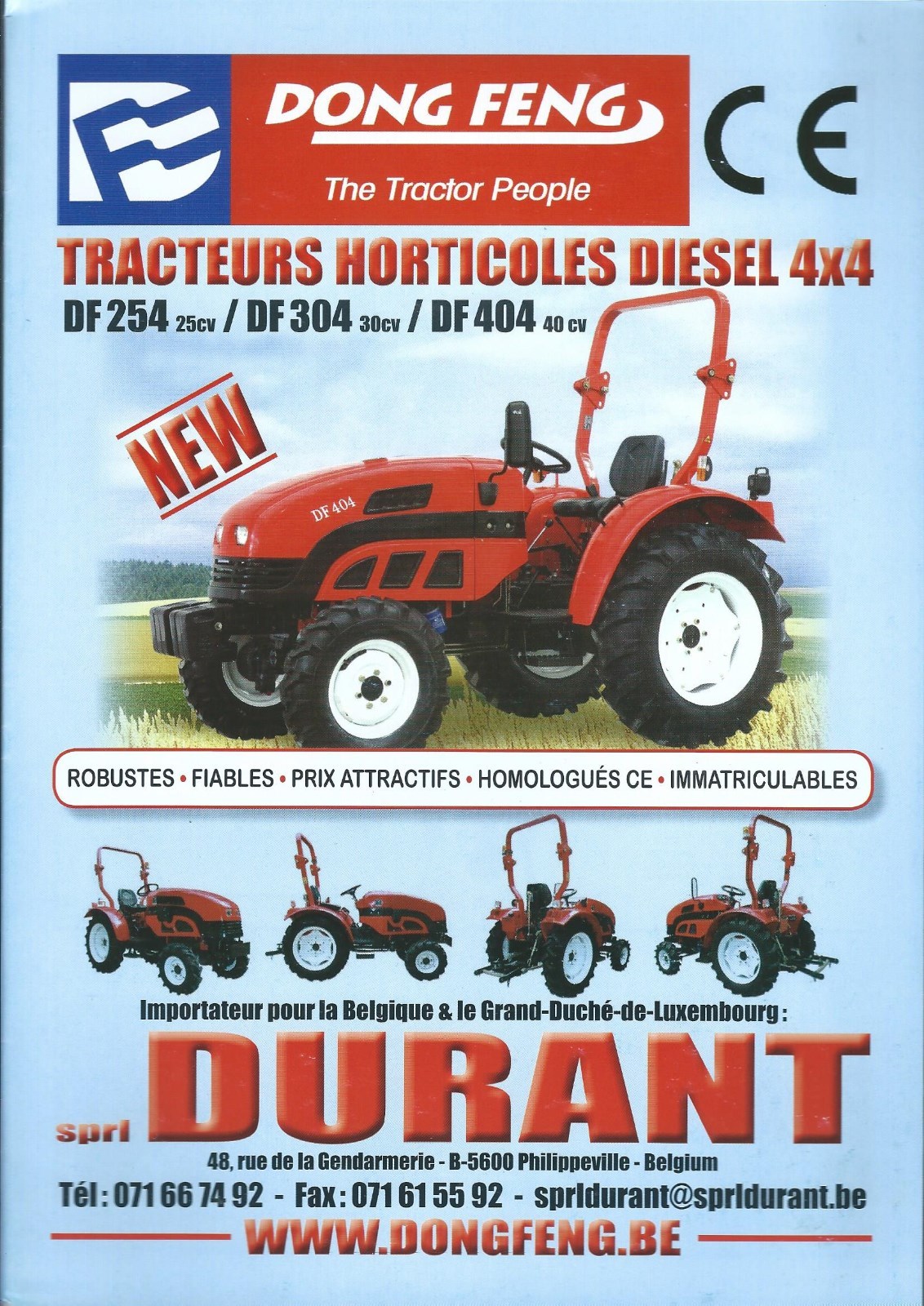 Farm Tractor Brochure – Dong Feng DF 254 304 404 CE – c2013 FRENCH lang (F5843)