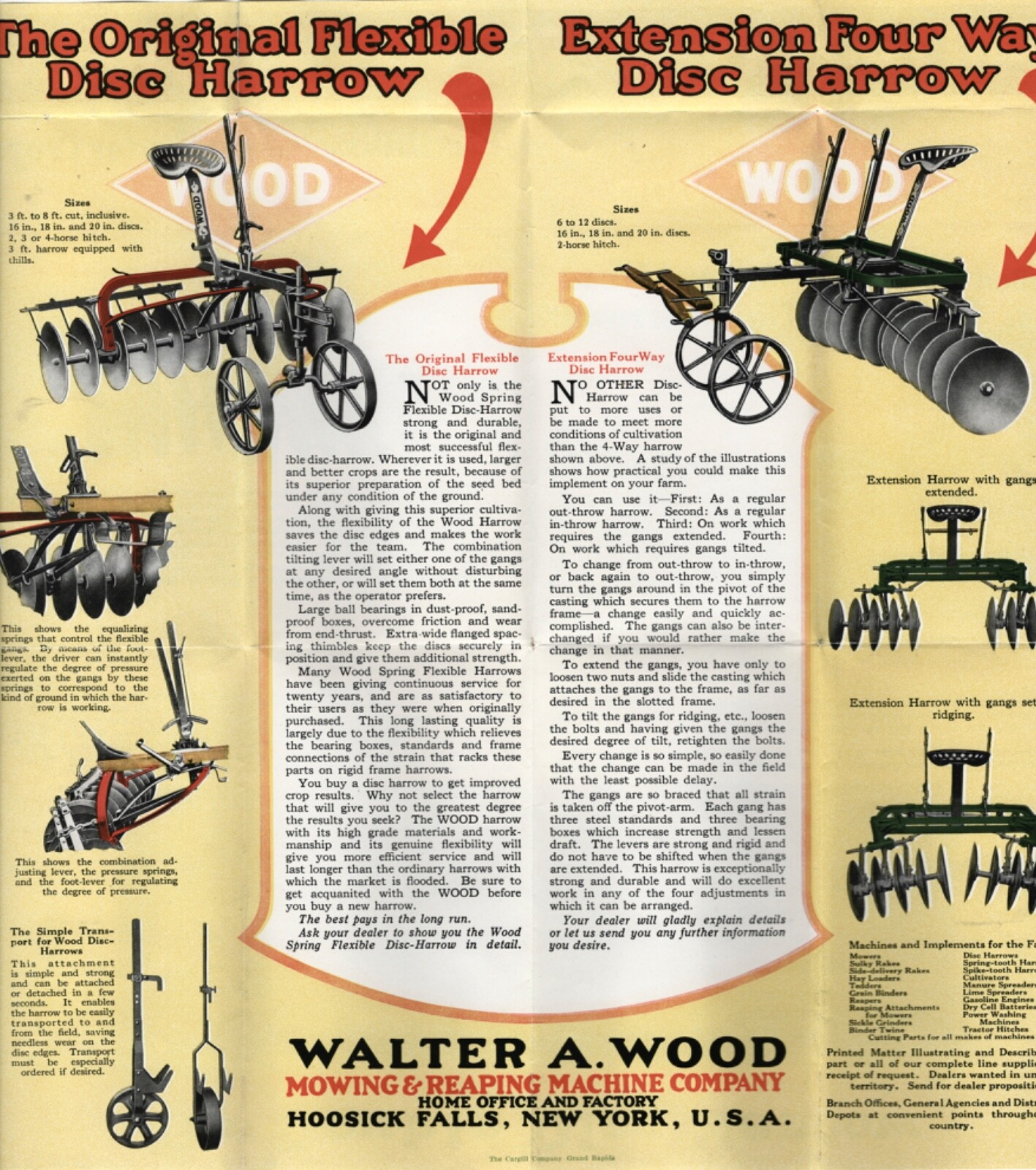CA 1930 WALTER WOOD DISC HARROW FLYER MOWING REAPING MACHINE CO HOOSICK FALLS NY