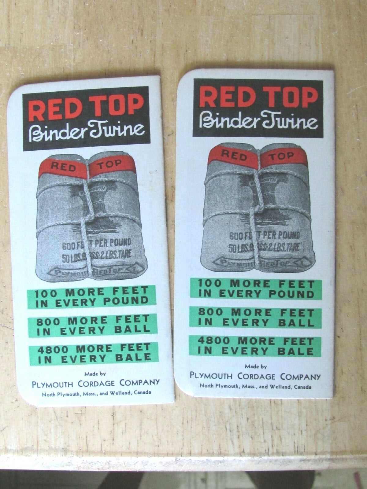 1937 PLYMOUTH CORDAGE BINDER FARM BALER TWINE SET OF 2 NOTEBOOK RED TOP