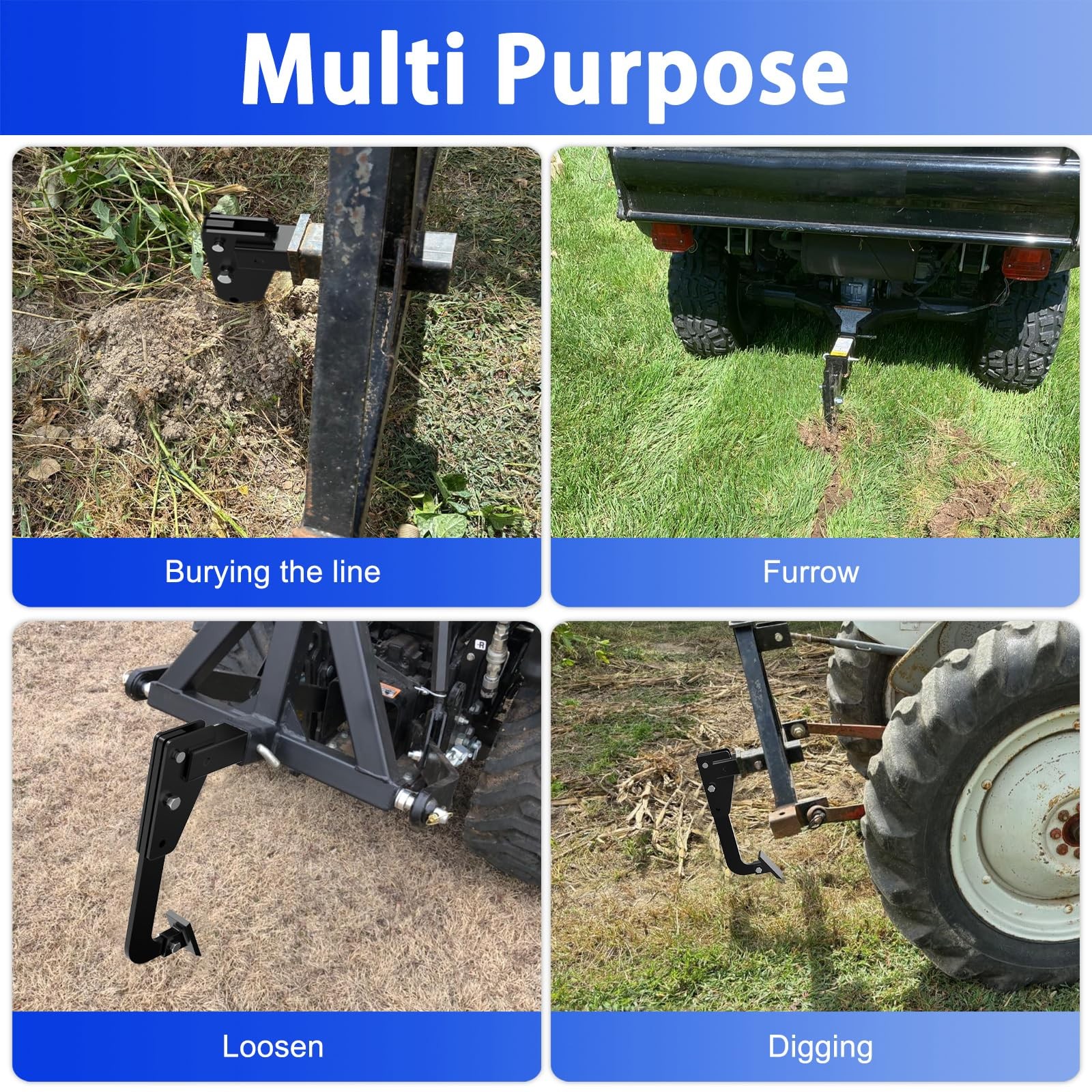 Hitch Mounted Ripper for ATV/UTV Tractor Lawn Mower Fit 2&Prime; Receiver 3 Point H…