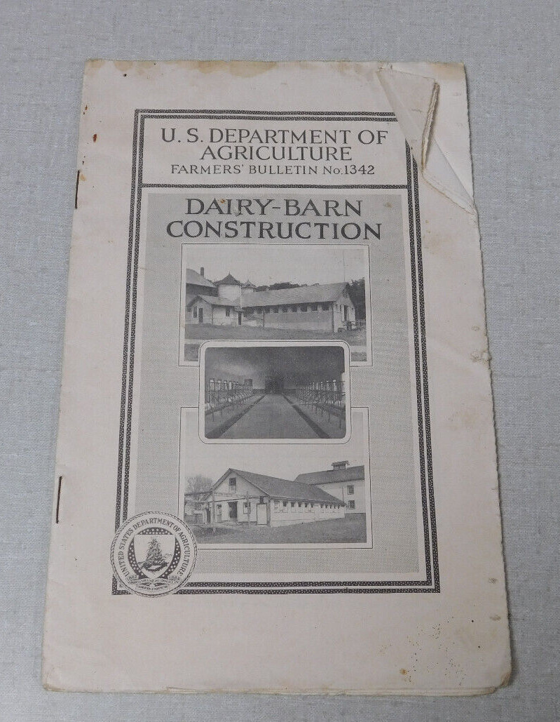 U.S. Department Agriculture bulletin Dairy Barn Construction 1923