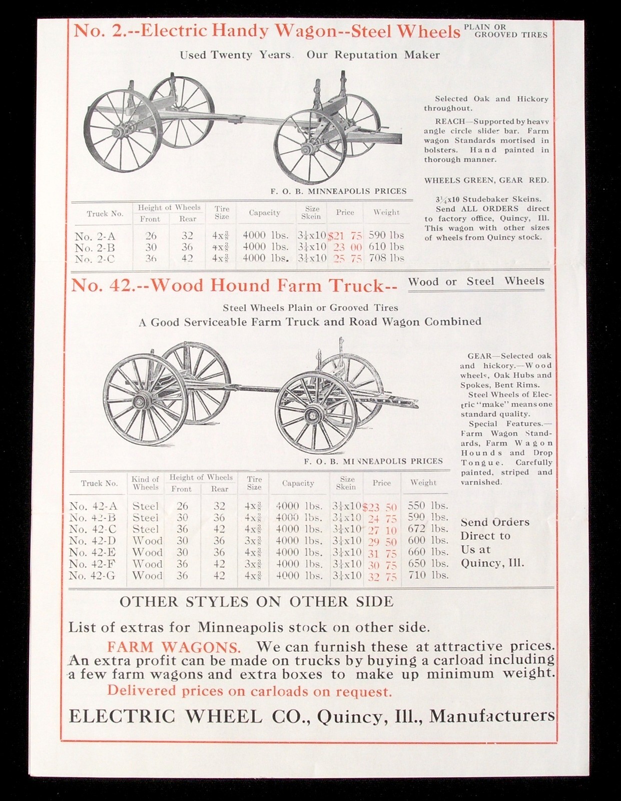 1911 Electric Wheel Co Farmer Wagons & Trucks Distributor Advertisement Mailing