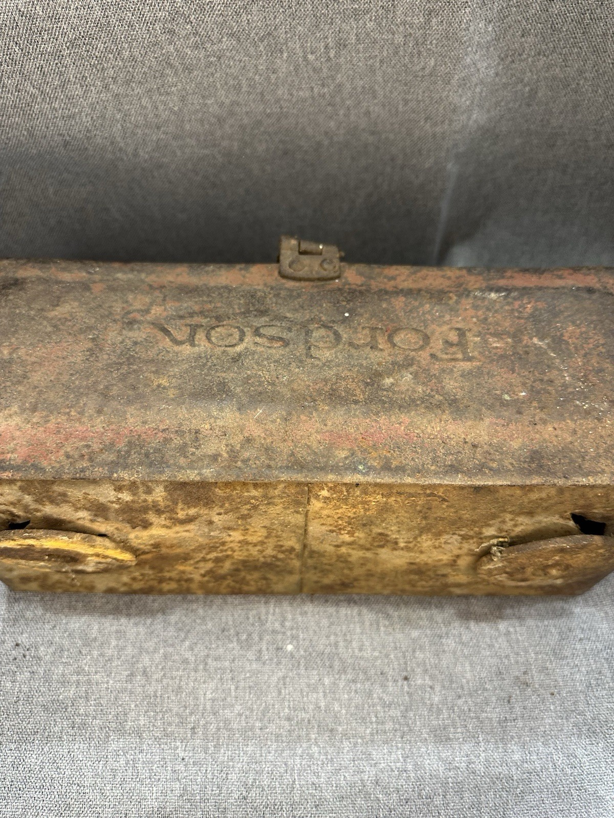 Vintage Fordson Tractor Tool Utility Box Embossed Lid Locking Clasp