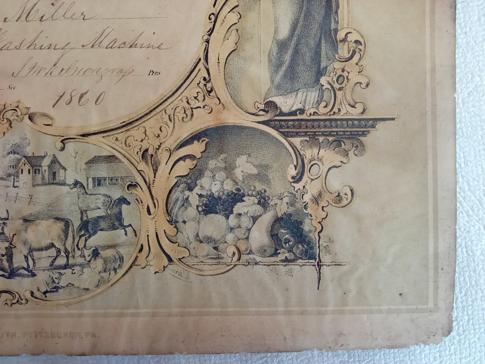 ANTIQUE 1860 ALLEGHENY PENNSYLVANIA AWARD BEST WASHING MACHINE AGRICULTURAL SOC.