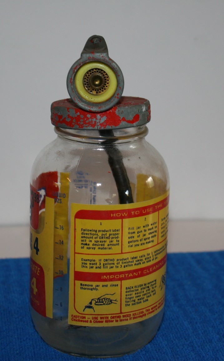 Vintage Ortho Lawn Sprayer Spray-ette 4 Glass Jar Metal Lid 8&Prime; Instruction