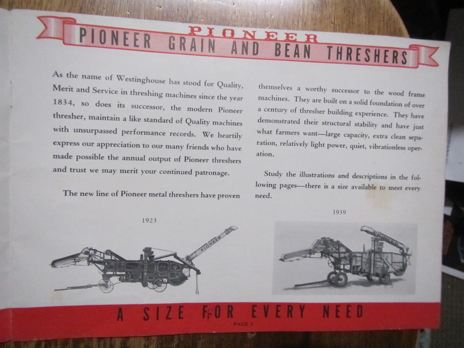 Early 1900&rsquo;s Pioneer Thresher Brochure-Shortsville,NY Farm Implement Rarely Seen