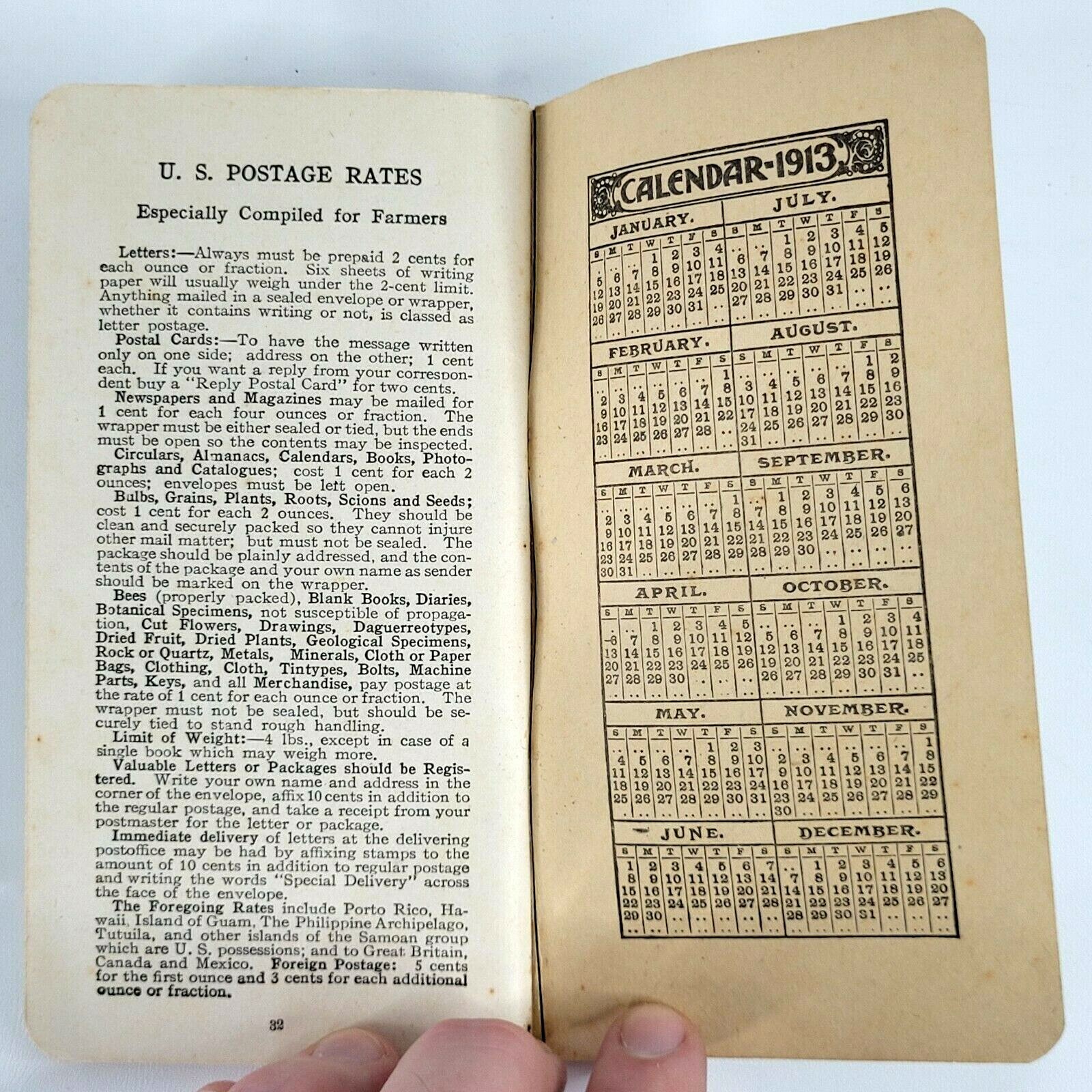 1912 SM Hess Fertilizers Manure Keystone Pocket Guide Calendar Ads Philadelphia
