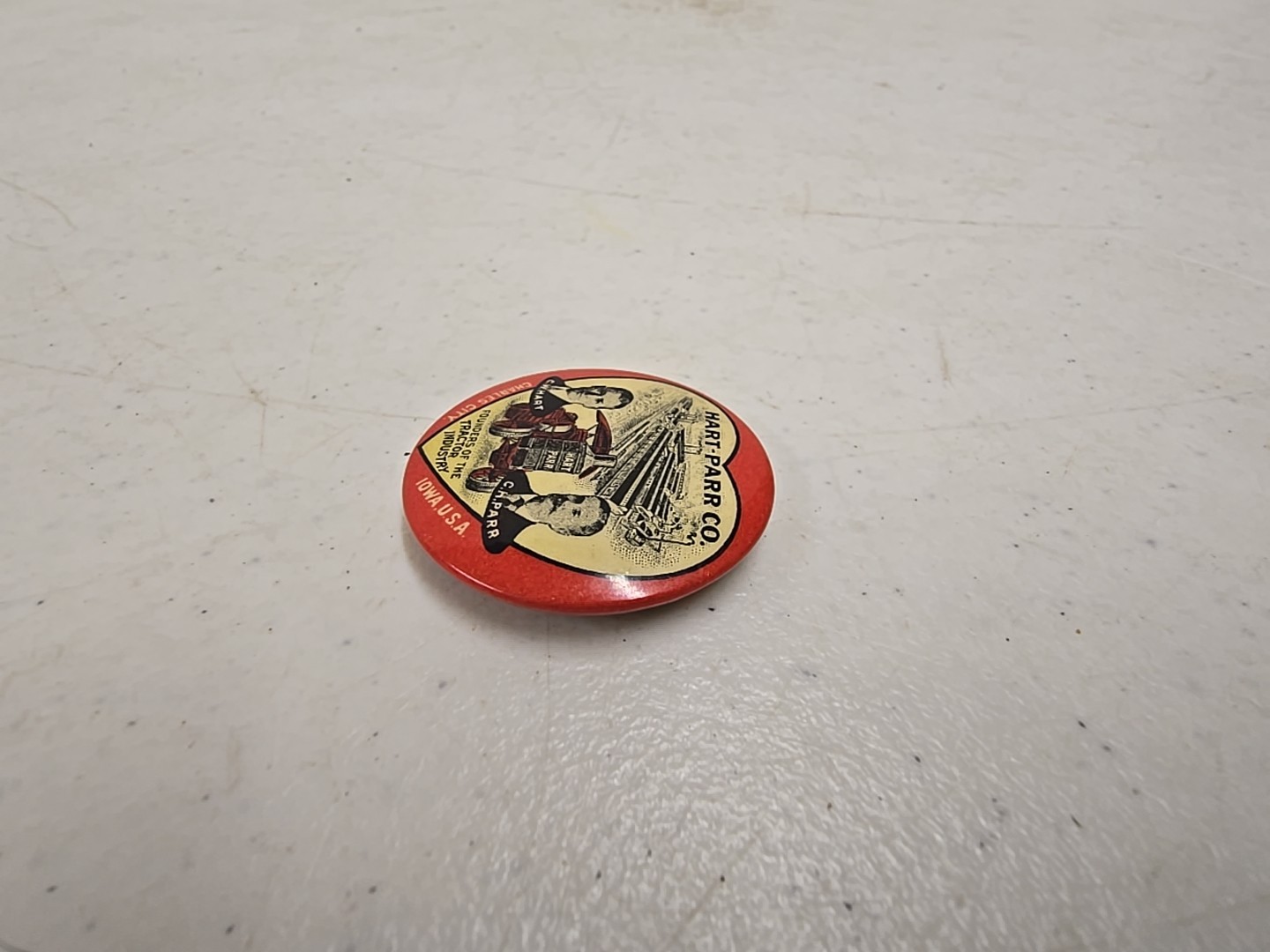 Antique Hart-Parr Charles City Iowa Tractor Industry Founder Celluloid Pinback