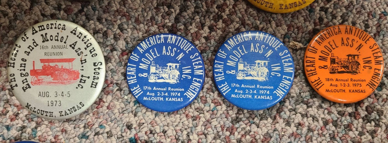 Vintage Heart of America Antique Steam Engine & Model… McLouth Kansas Buttons
