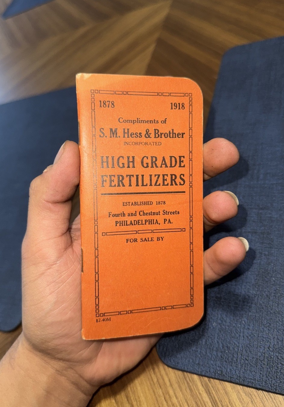 Vtg 1918 S.M. Hess & Brother Fertilizers Advertising Notebook Philadelphia PA