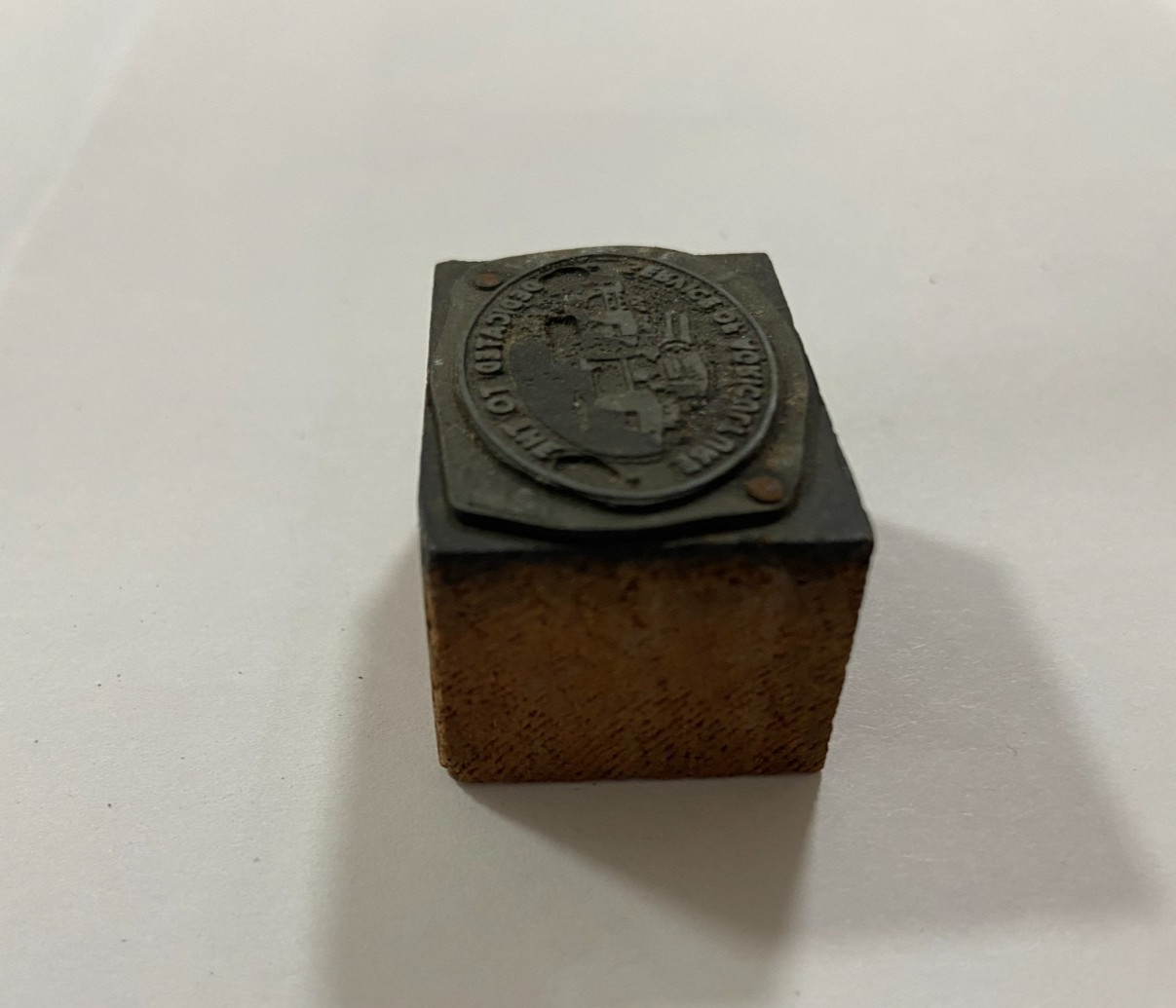Vtg Printing Letterpress Printers Block Wood Metal DEDICATED SERVICE AGRICULTURE