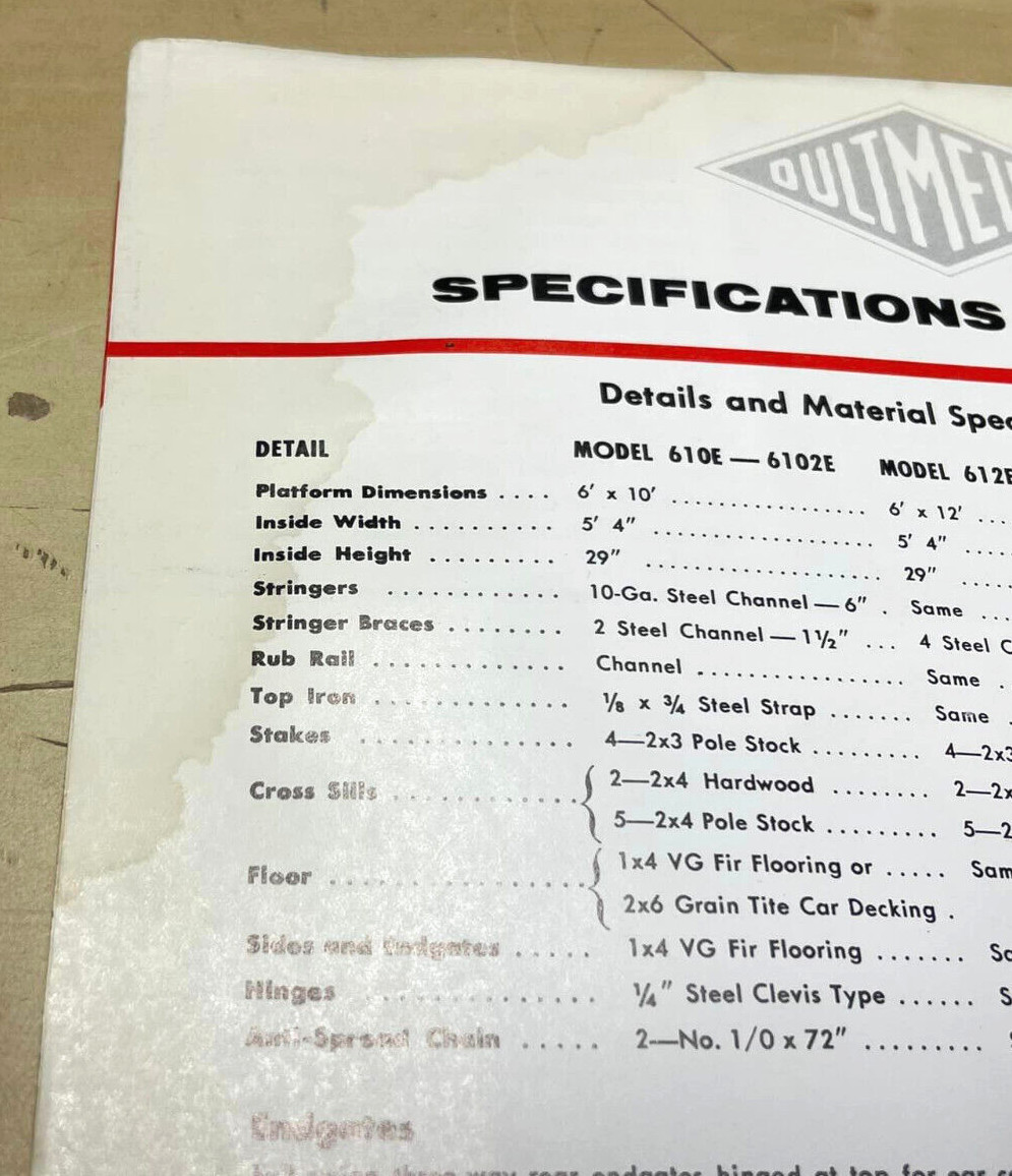 Vtg Midwest Farm Wagons Barge Boxes Dultmeier Mfg Brochure Price List Bundle