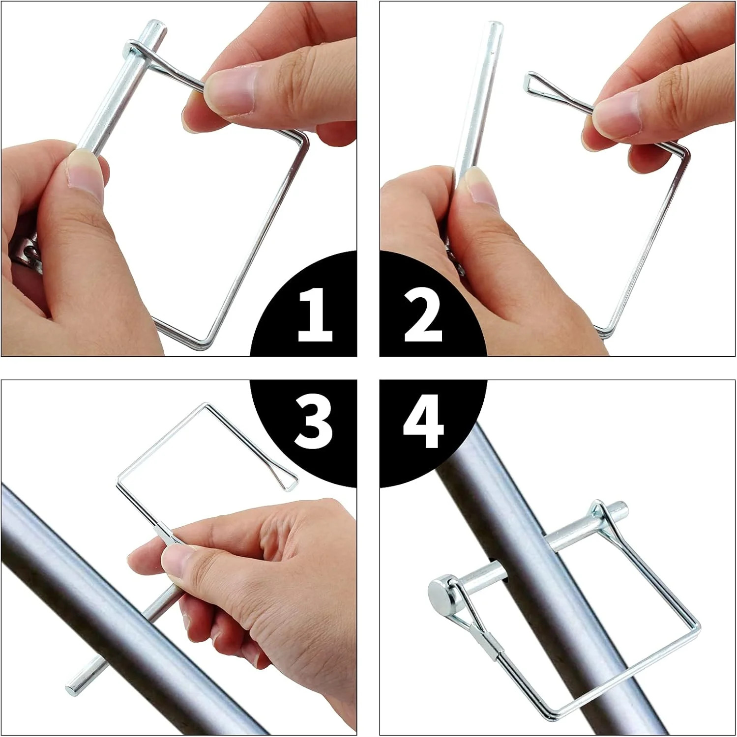 Uenhoy 10 Pcs Square Shaft Locking Pin Safety Coupler Pin 1/4 Inch Wire Lock Pin