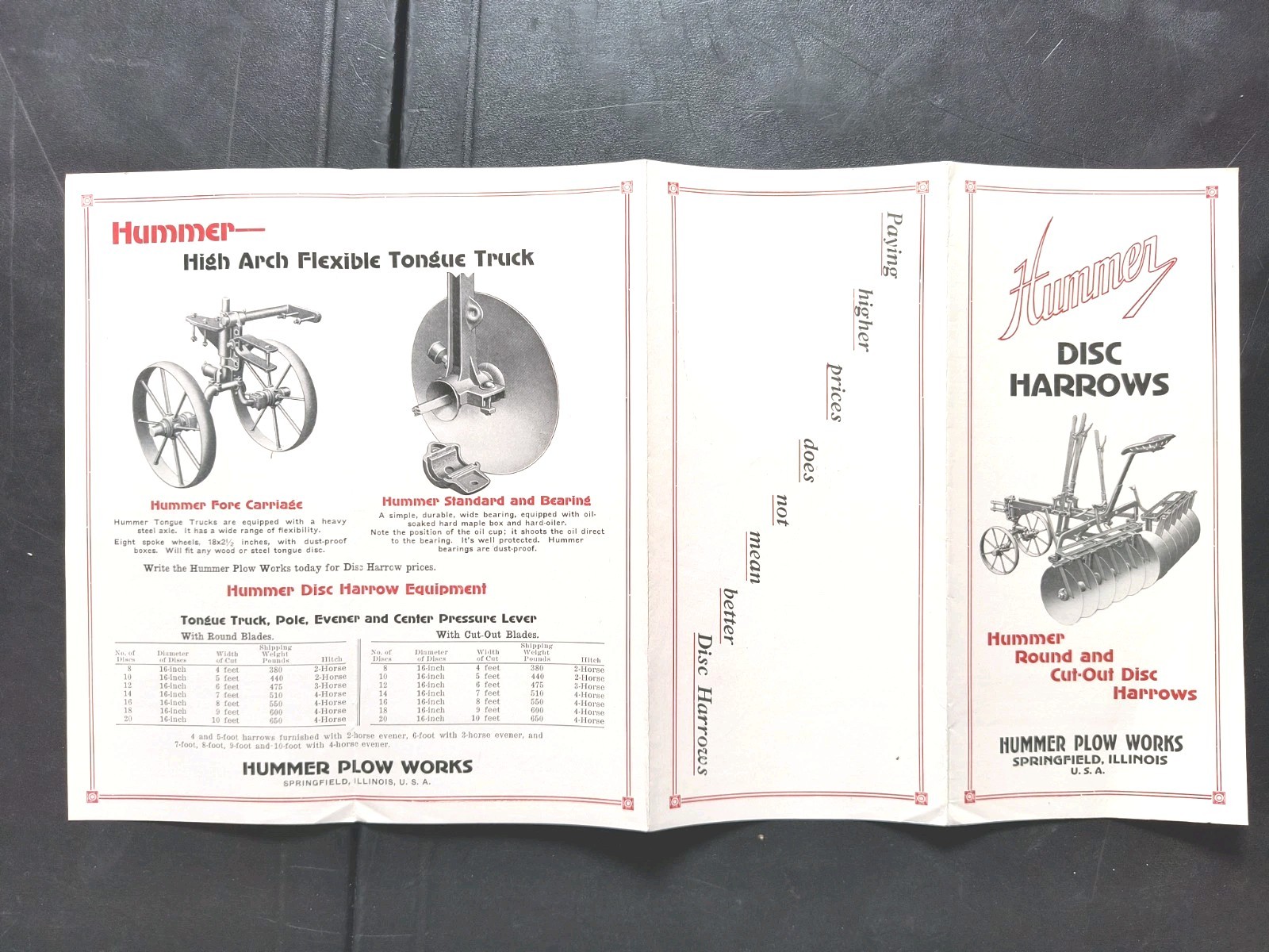 1920s Hummer Plow Works Sales Brochure Lot Springfield Ill. Farm Poster