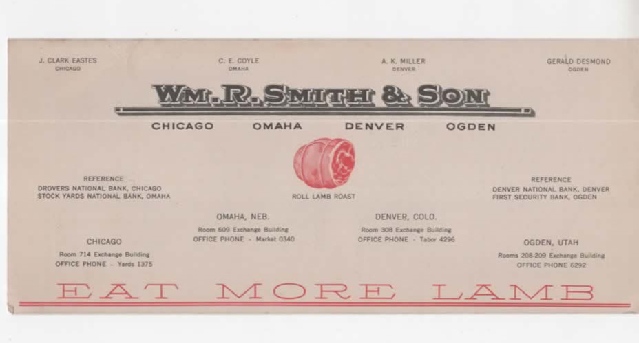 Omaha Nebraska Sheep Commission Merchants vintage mailer 1944 « Eat more lamb »