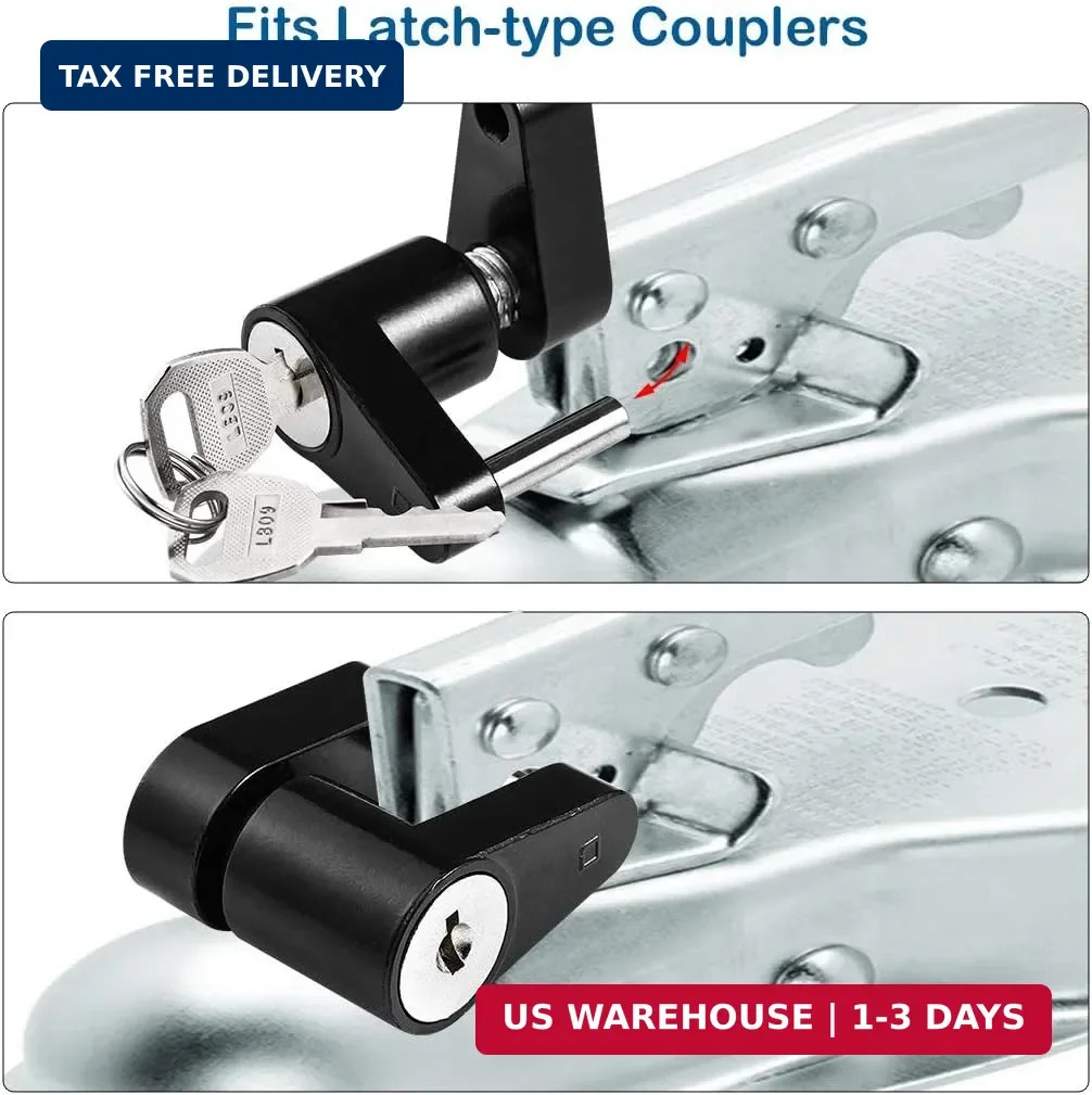 CZC AUTO Black Trailer Hitch Coupler Lock, Dia 1/4 Inch, 3/4 Inch Span for Tow B