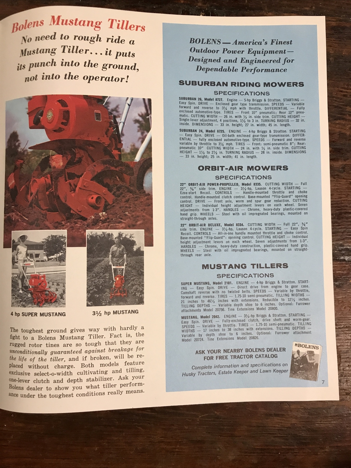 1965 VINTAGE ORIGINAL BOLENS LAWN GARDEN ESTATE KEEPER TRACTOR COLOR BROCHURE