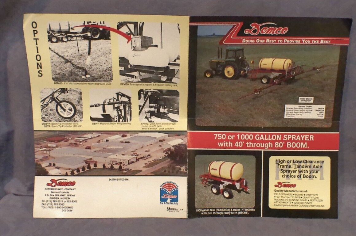 Demco 750 Or 1000 Gallon Sprayer With 40&prime; Through 80&prime; Boom Sales Brochure