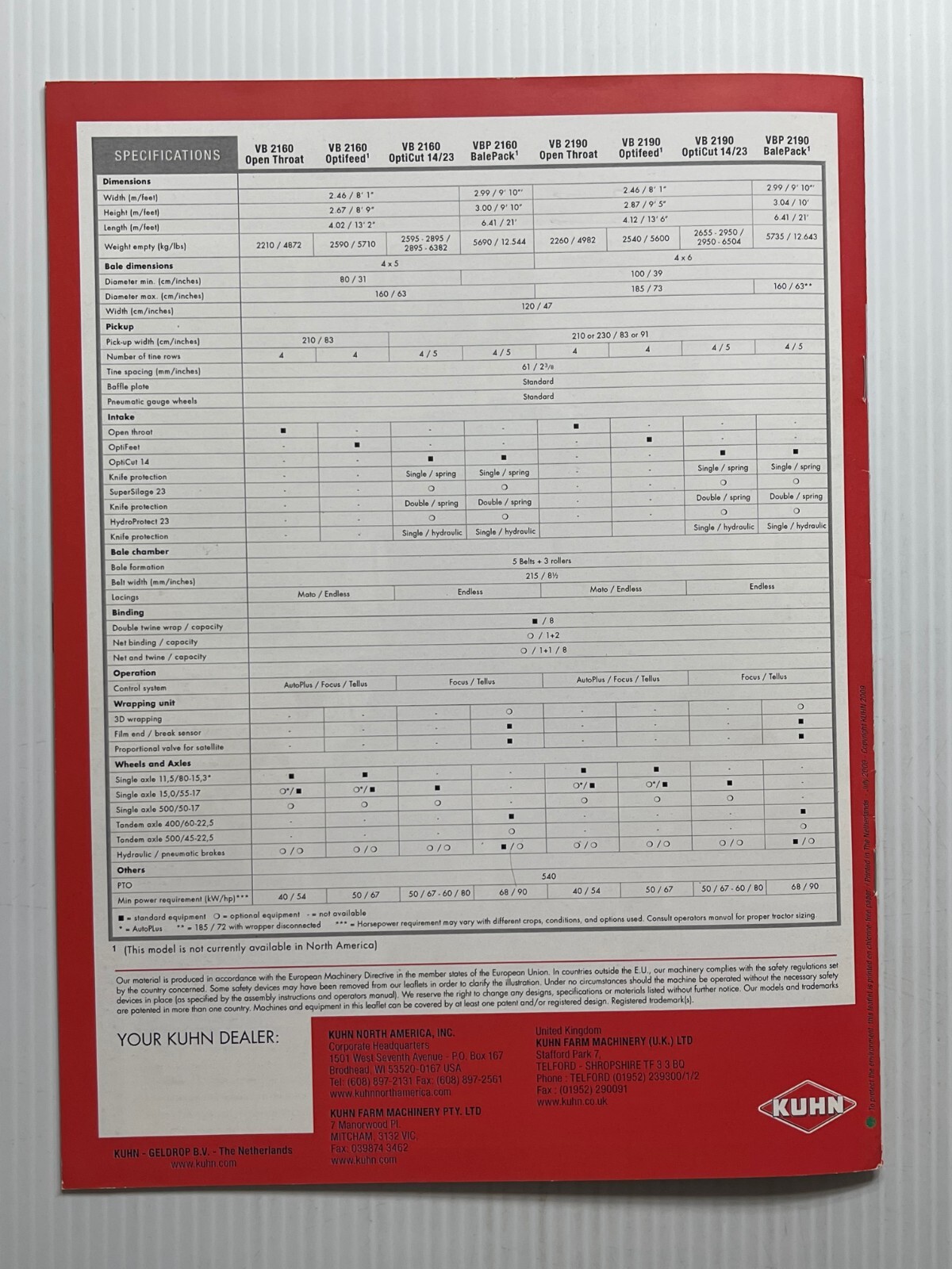 KUHN VB-VBP Round Balers (BalePack Series) – Sales Brochure *Original 2009*