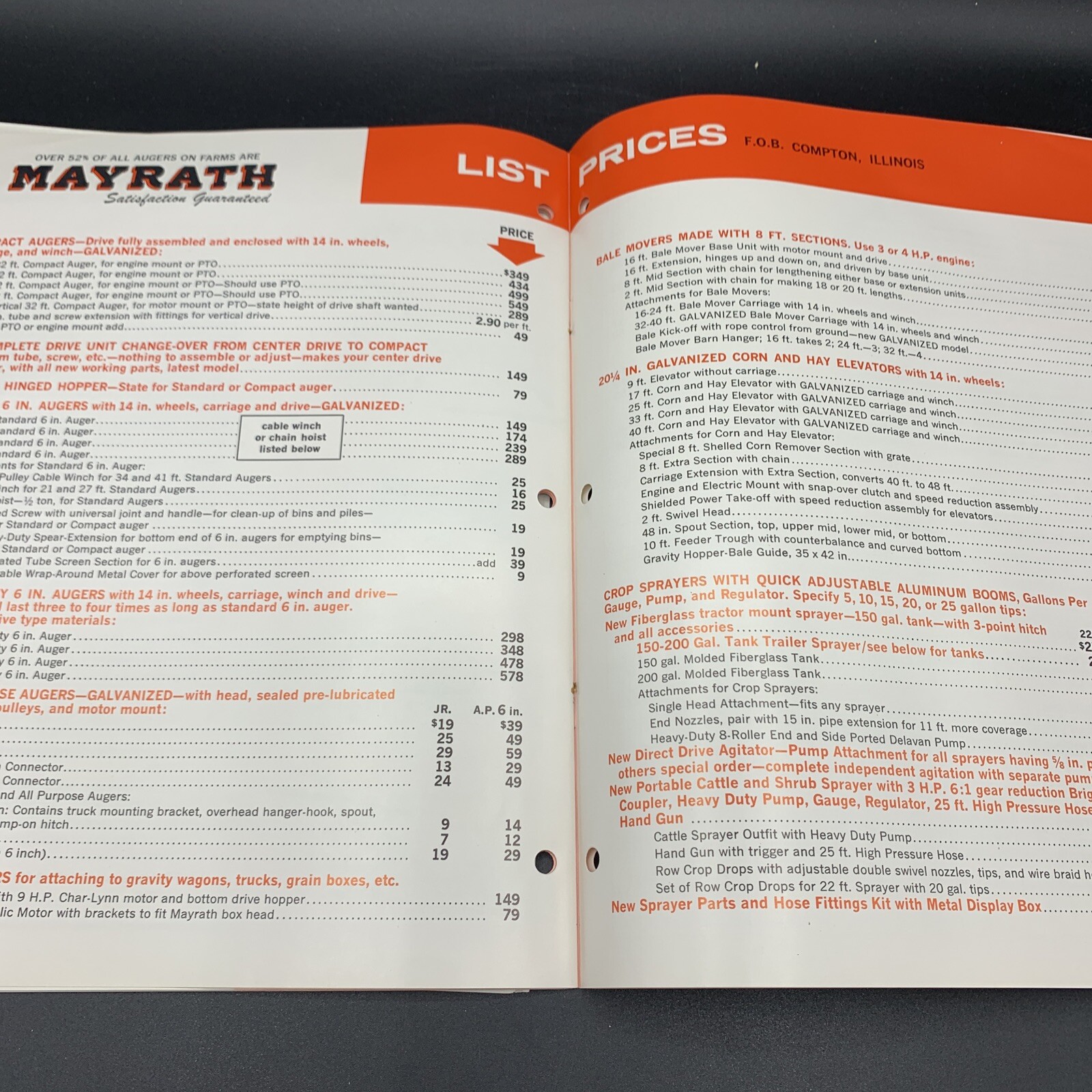 Original 1966 Mayrath Company Farm Equipment Brochure-W/Cover Sheet Compton IL