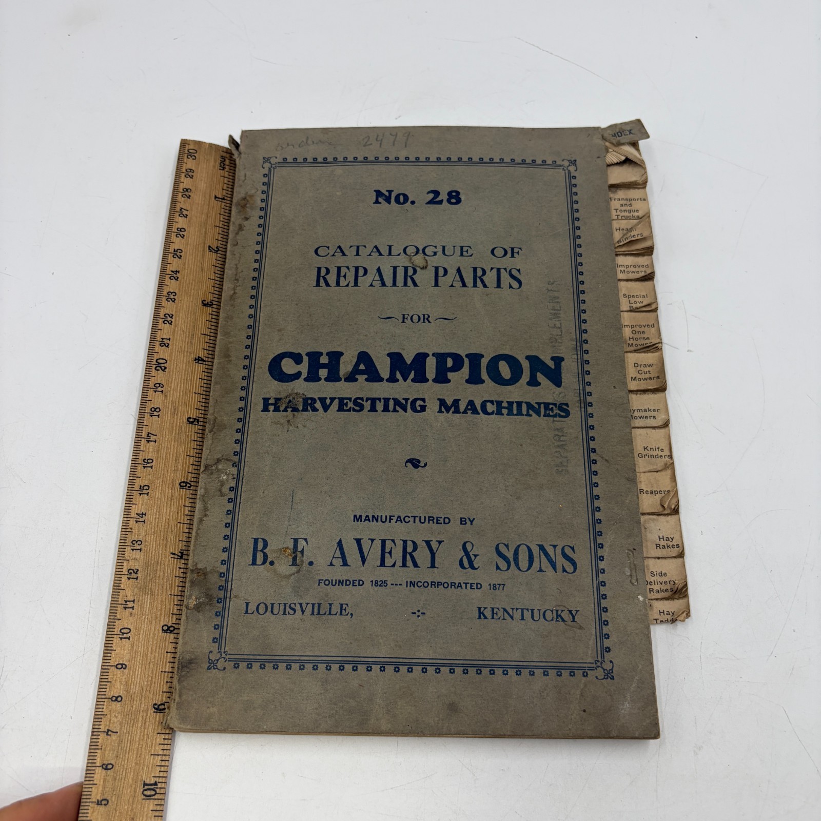 c1928 B.F. Avery Champion Harvesting Machines Repair Parts Catalog No 28