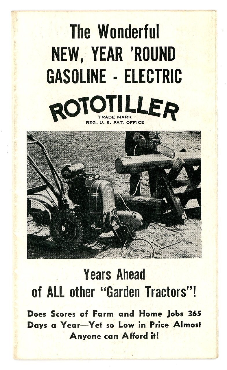 Rototiller Gas and Electric Generator attachment sales brochure Troy New York