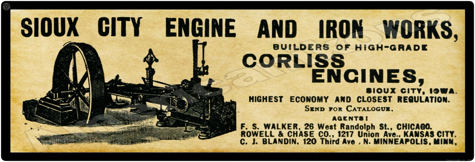 1895 Sioux City Engine Works New Metal Sign, 16×48&Prime; USA STEEL XL Size – 8 Pounds