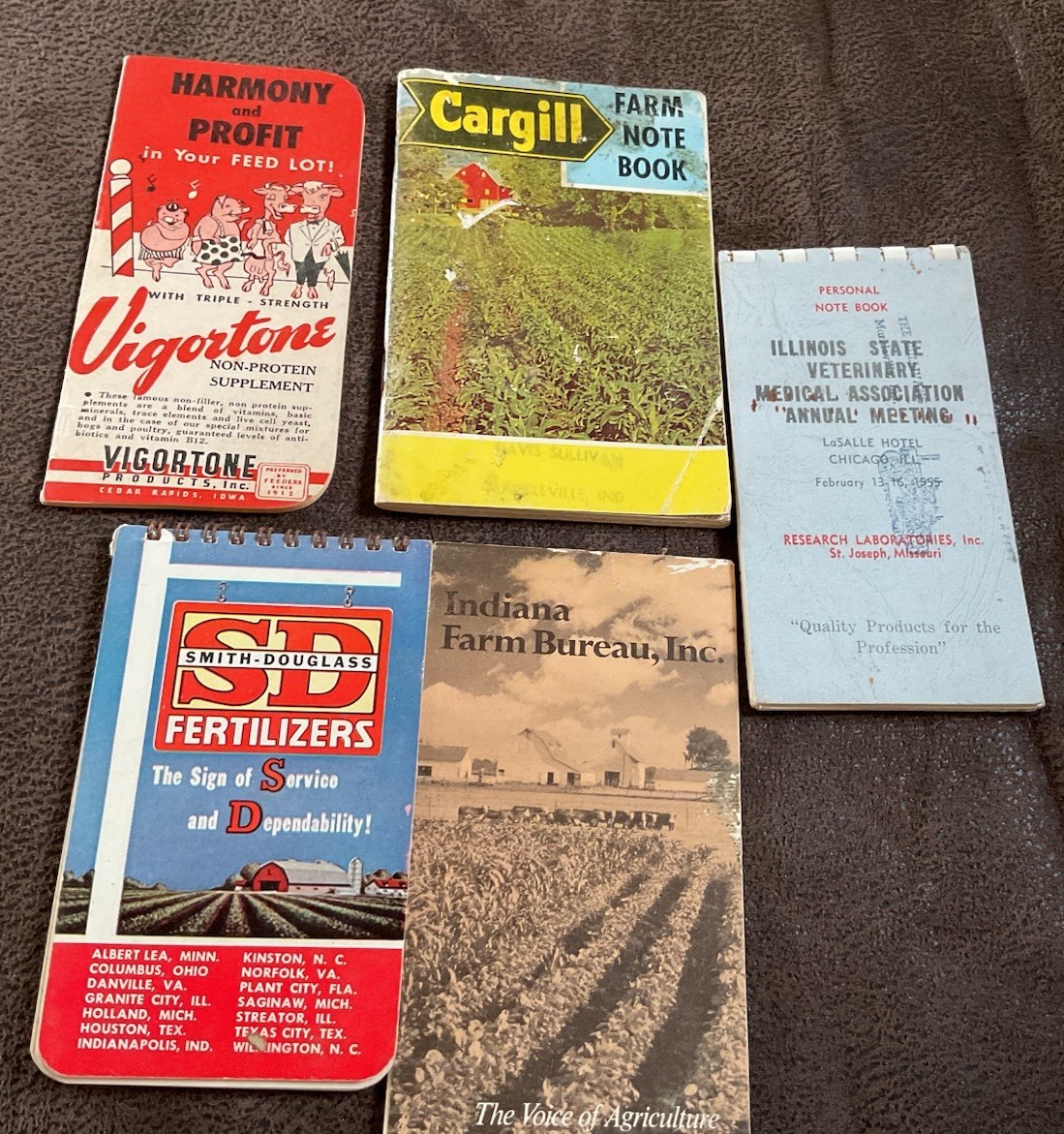 Vintage Pocket Notebooks Mixed Companies, Cargill,Vigortone, Indiana Farm Bureau