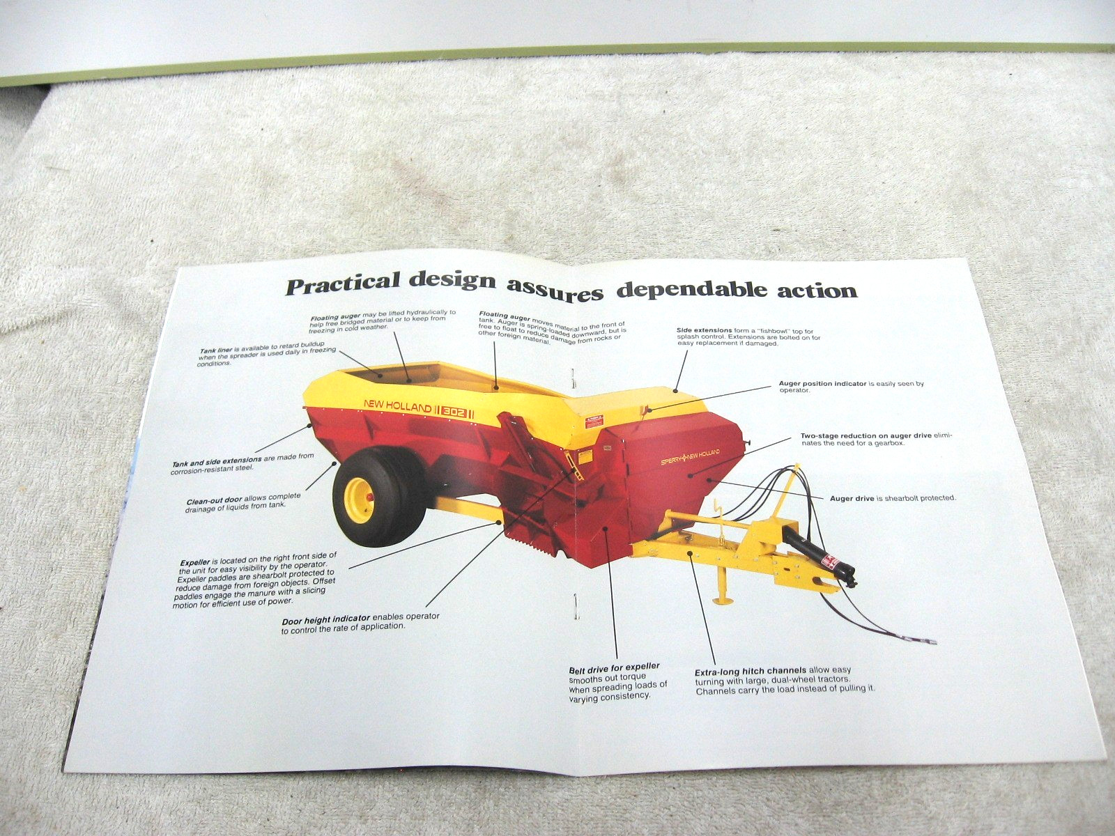 VINTAGE 1985 FORD NEW HOLLAND TRACTOR SPREADERS SLURRY BROCHURE 302 307