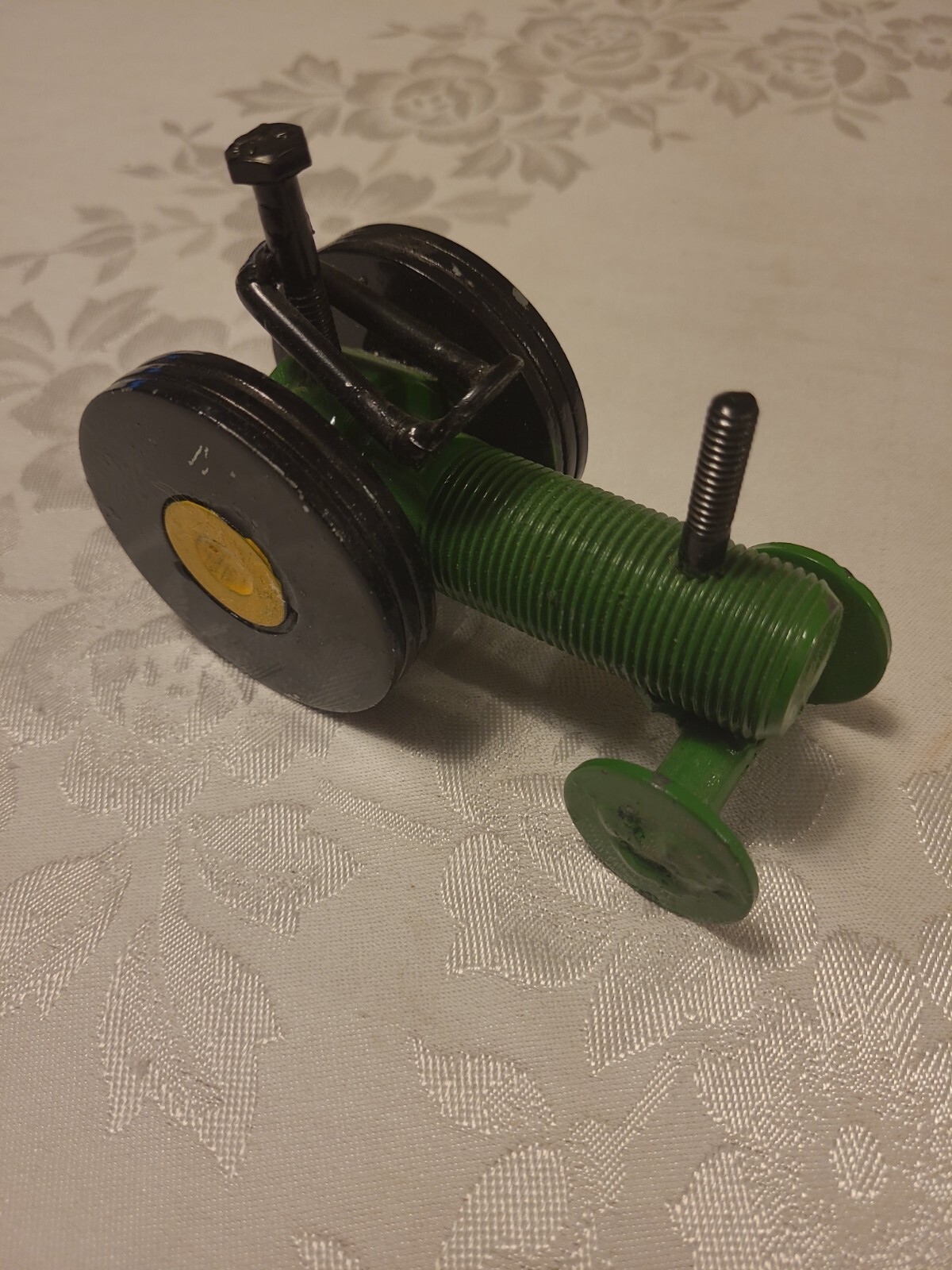 Custom Handmade Farm Tractor Scrap Bolts & Nuts – Black, Green 3 1/2&Prime; H x 5&Prime; L