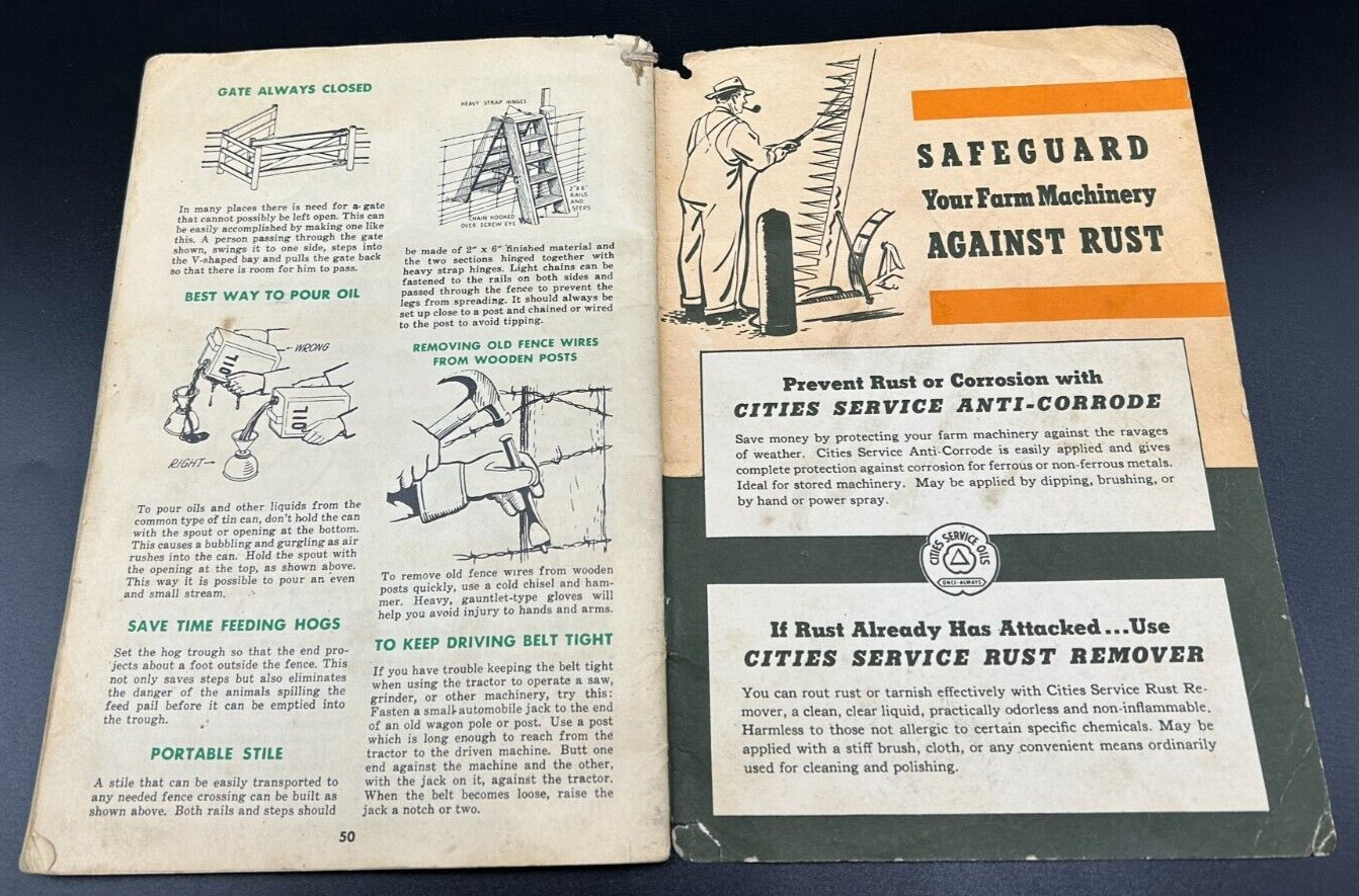 1945 Farm Facts Book-Cities Service Oils- Bonus Cheat Sheet for Measuring Cattle